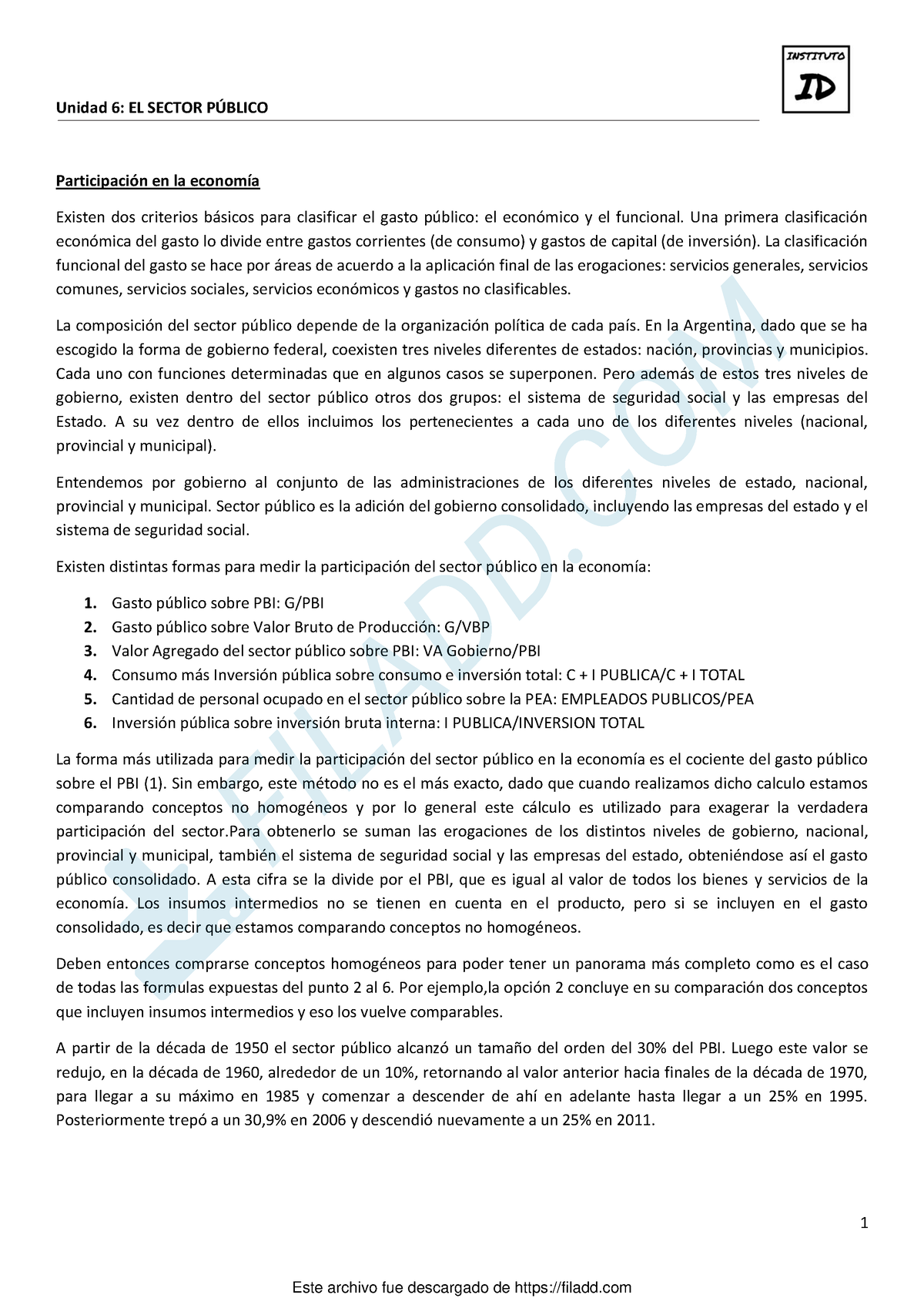 Unidad 6 - 1 Unidad 6: EL SECTOR PÚBLICO Participación En La Economía ...