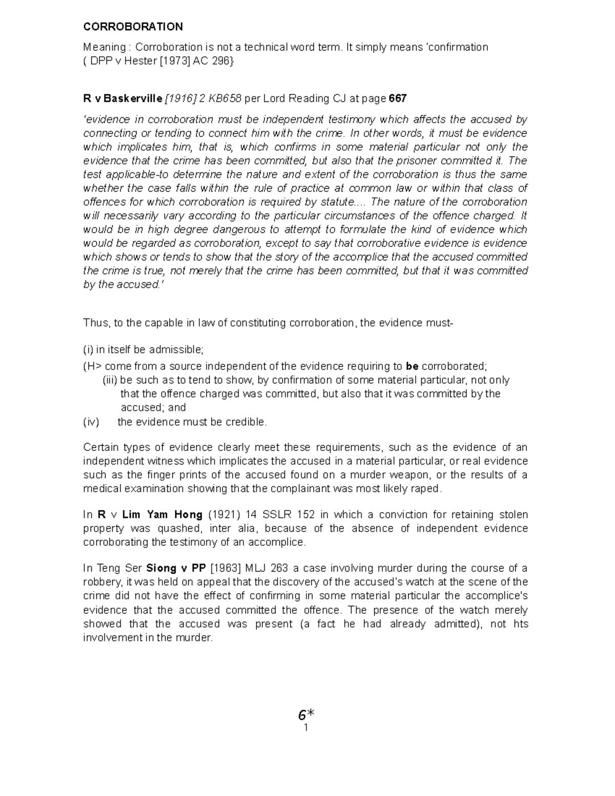 Corroboration - Lecture Notes 1 - CORROBORATION Meaning : Corroboration ...