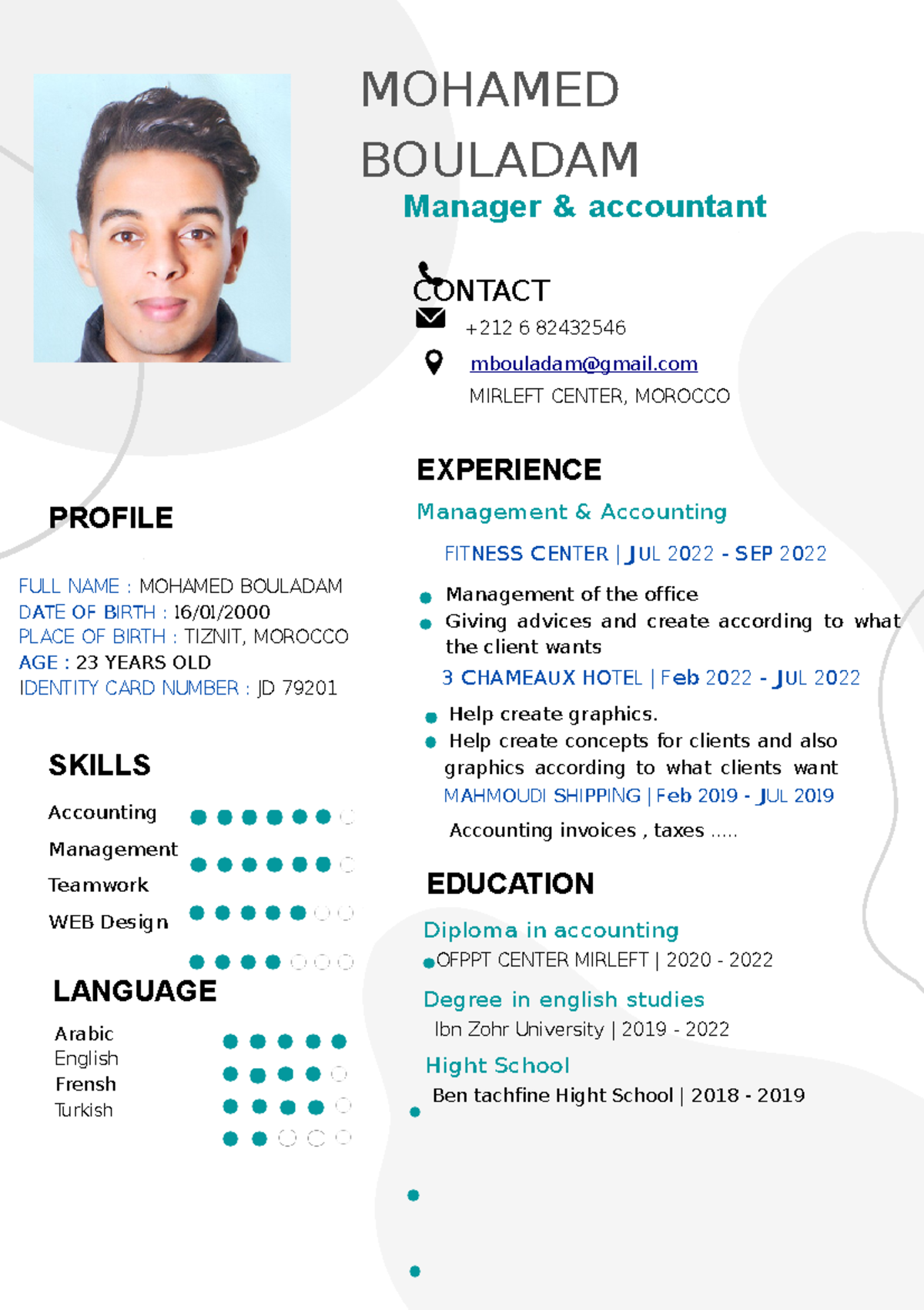 BM CV - cours - MOHAMED BOULADAM Manager & accountant CONTACT +212 6 ...