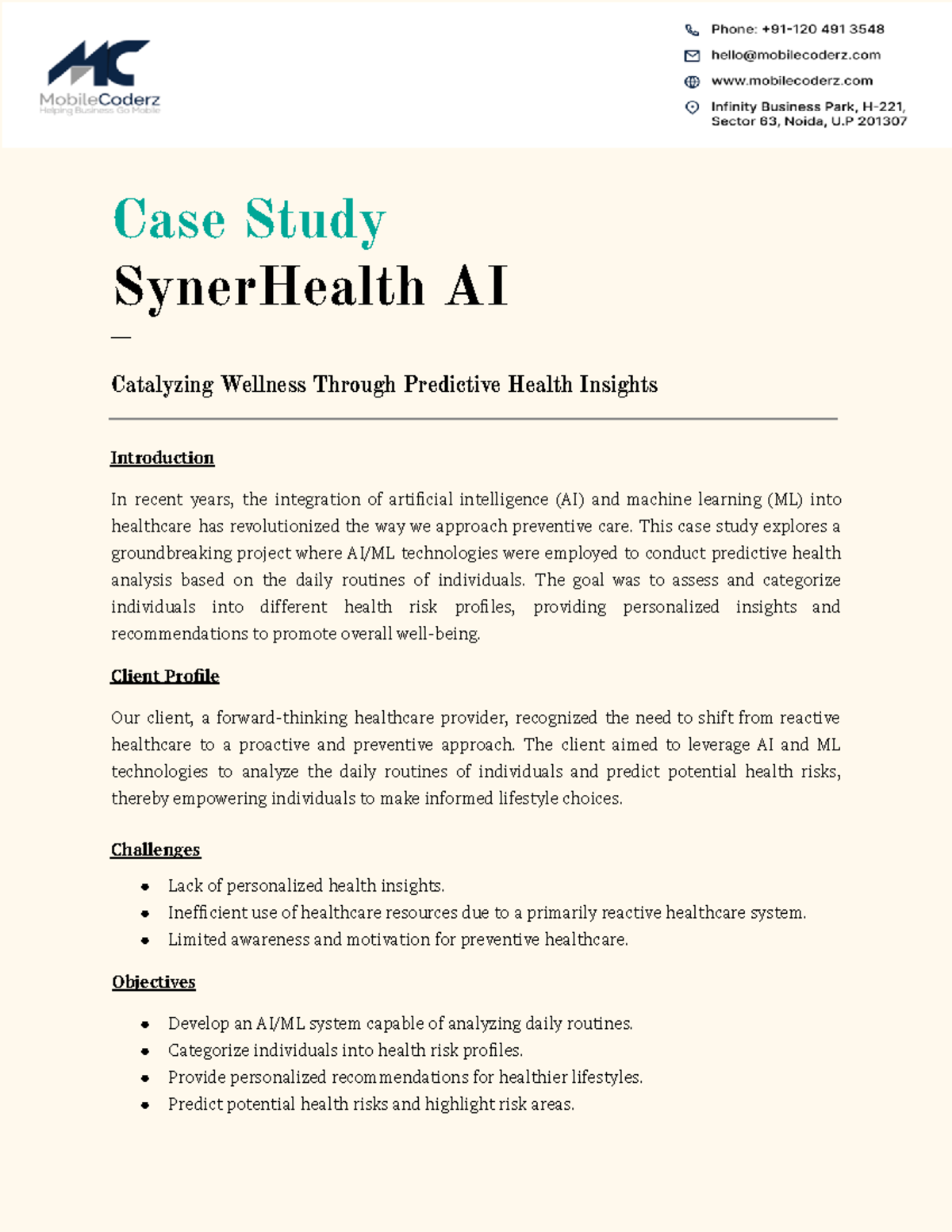 Case Study - Syner Health AI - Case Study SynerHealth AI ___ Catalyzing ...