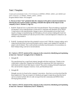 D361 Task1 - D361 Simulation Task 1 - D361 Task 1 C1: Mountaineer bikes ...