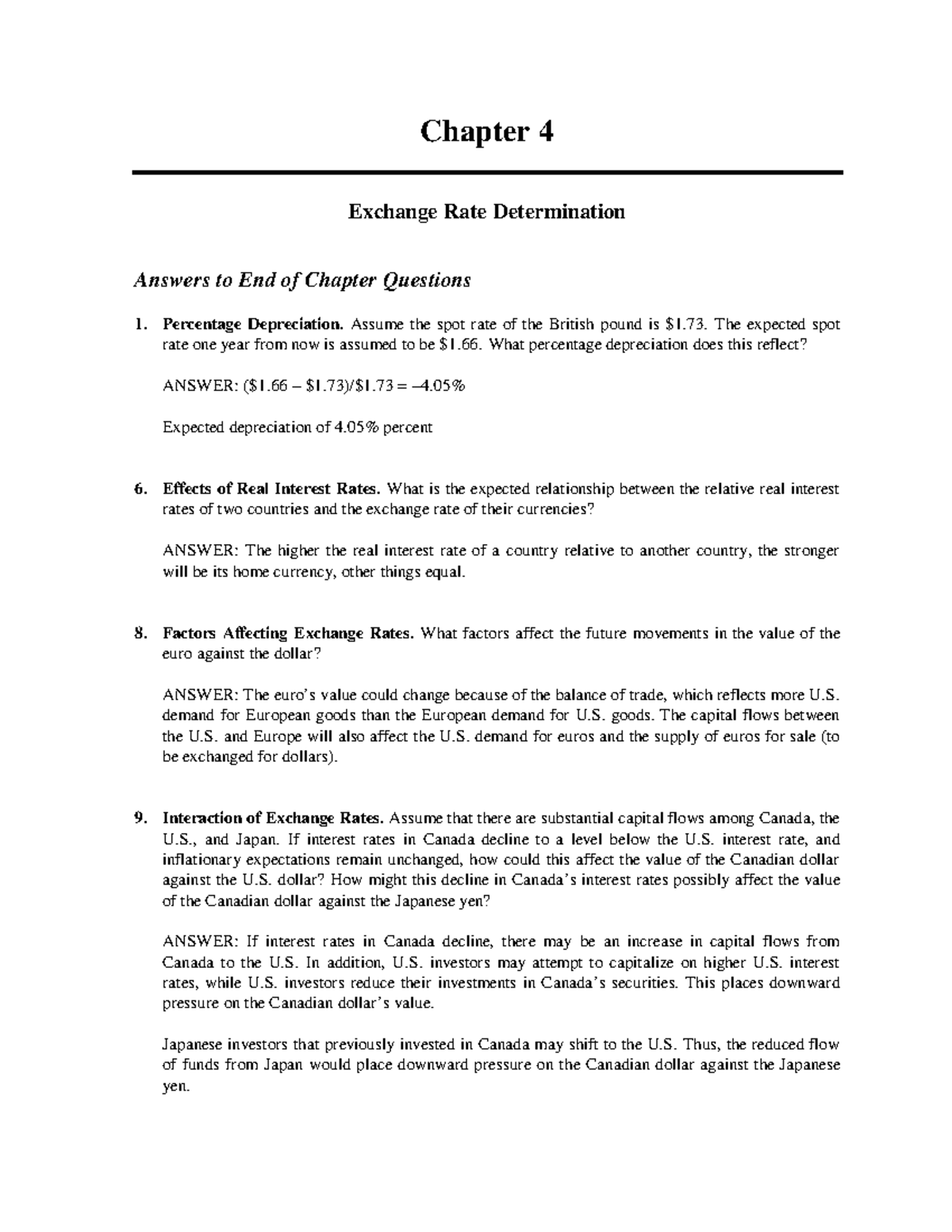 Homework 4 Answers (Ch4) - Chapter 4 Exchange Rate Determination ...