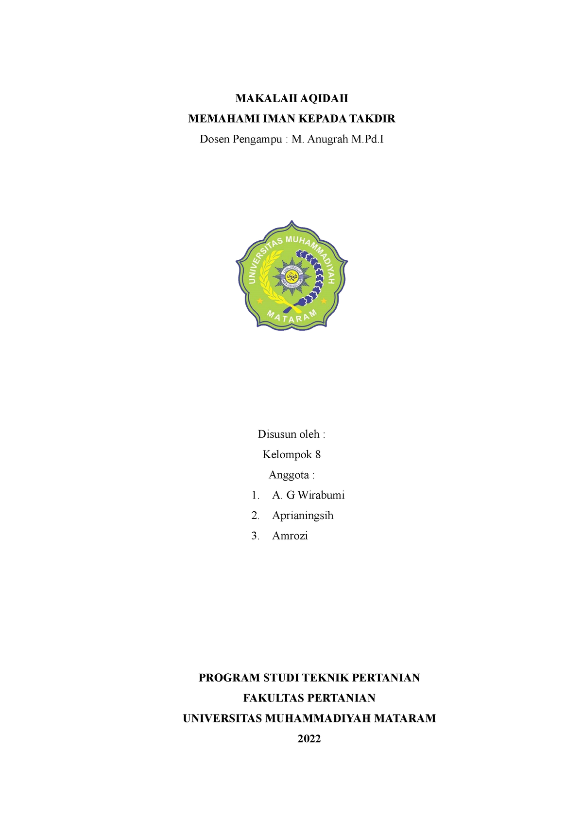 Makalah Aqidah Wira - File - MAKALAH AQIDAH MEMAHAMI IMAN KEPADA TAKDIR ...