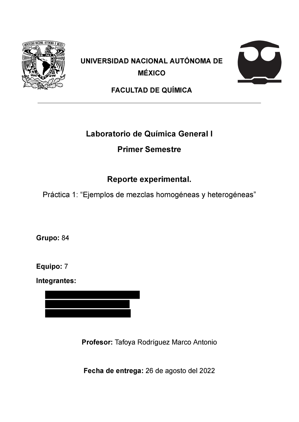 Práctica 1 “ejemplos De Mezclas Homogéneas Y Heterogéneas” Universidad Nacional AutÓnoma De 7825