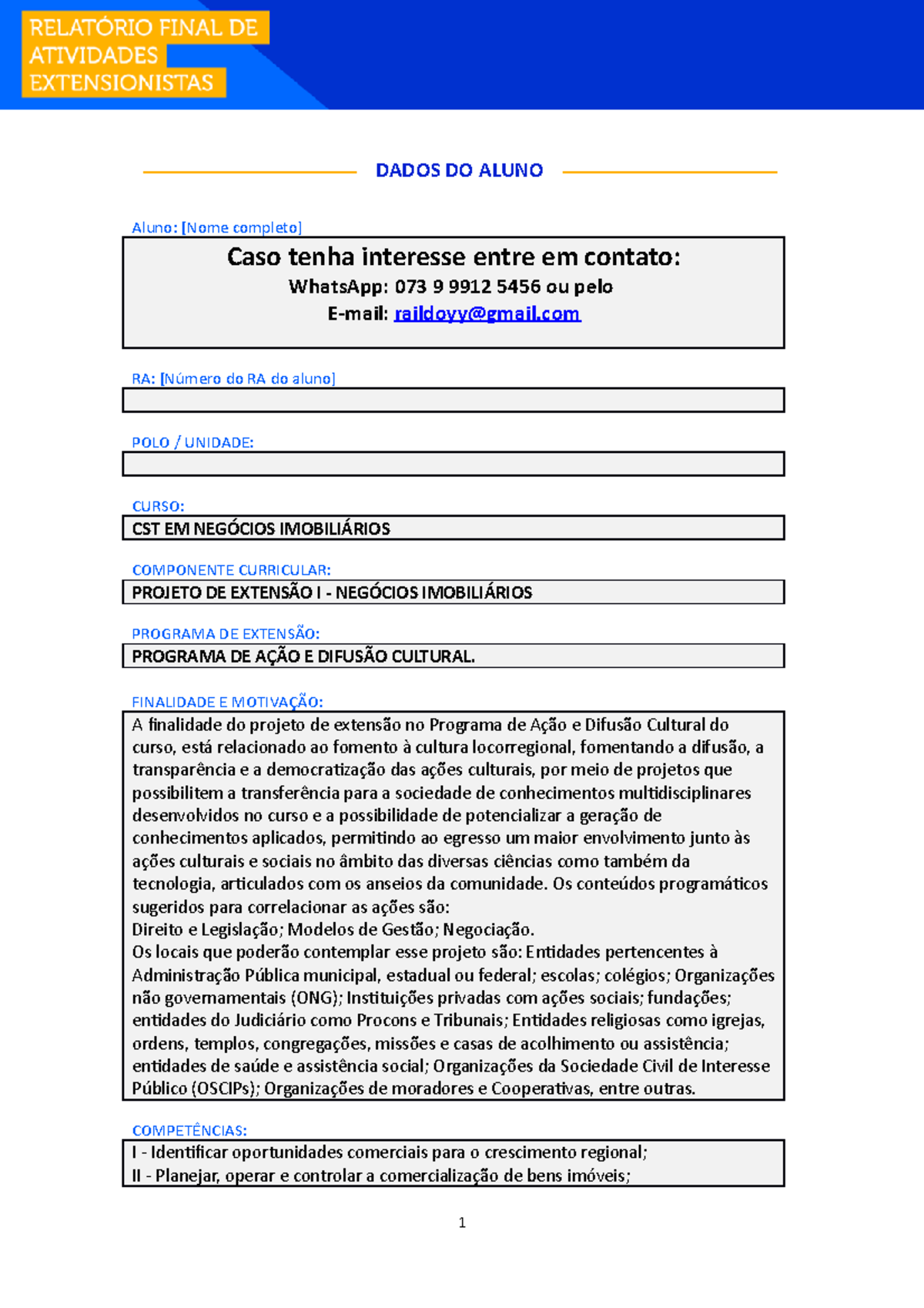 Portf Lio Individual Projeto De Extens O I Neg Cios Imobili Rios