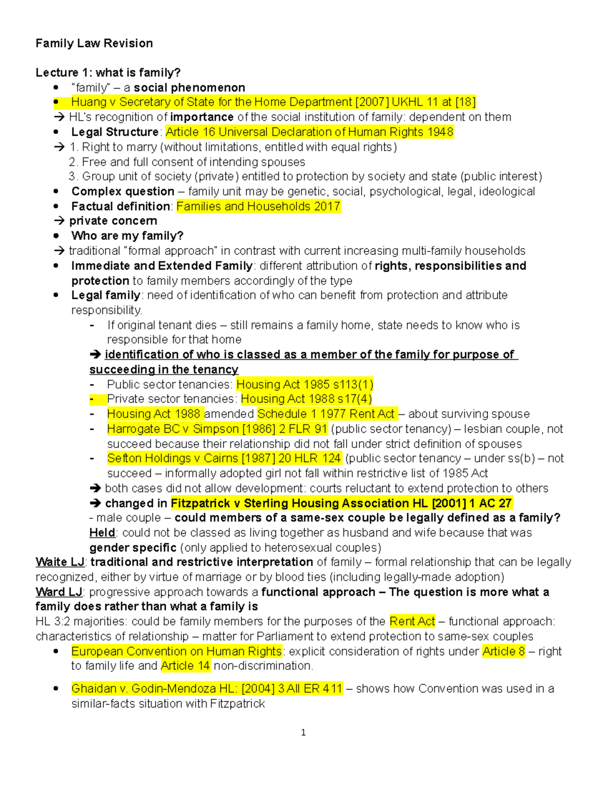 Fam revision - Family Law Revision Lecture 1: what is family? “family ...