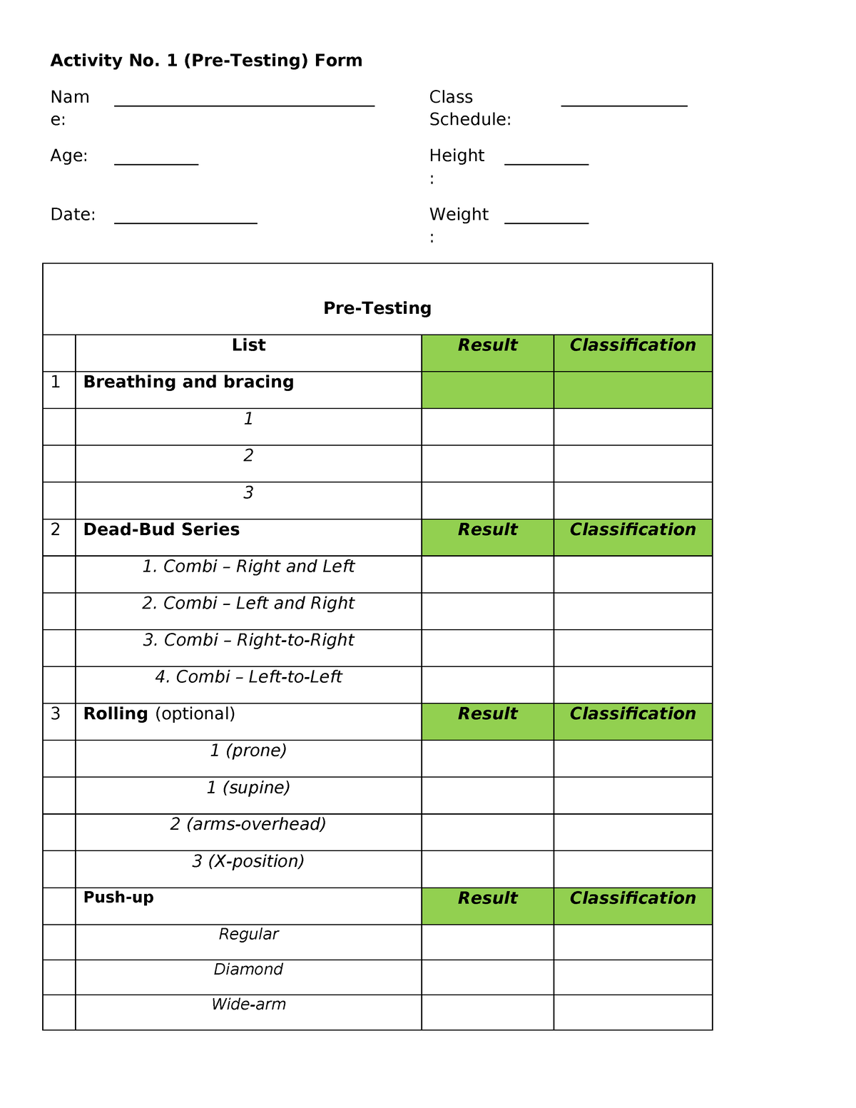 Pathfit.Activity+No.1.Form Copy - Activity No. 1 (Pre-Testing) Form Nam ...