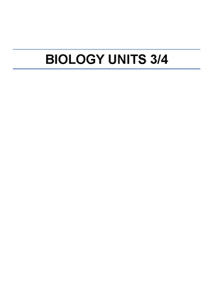 Biology ¾ Summary Notes - Unit Required ½ Knowledge Cells Recap AOS 2 ...