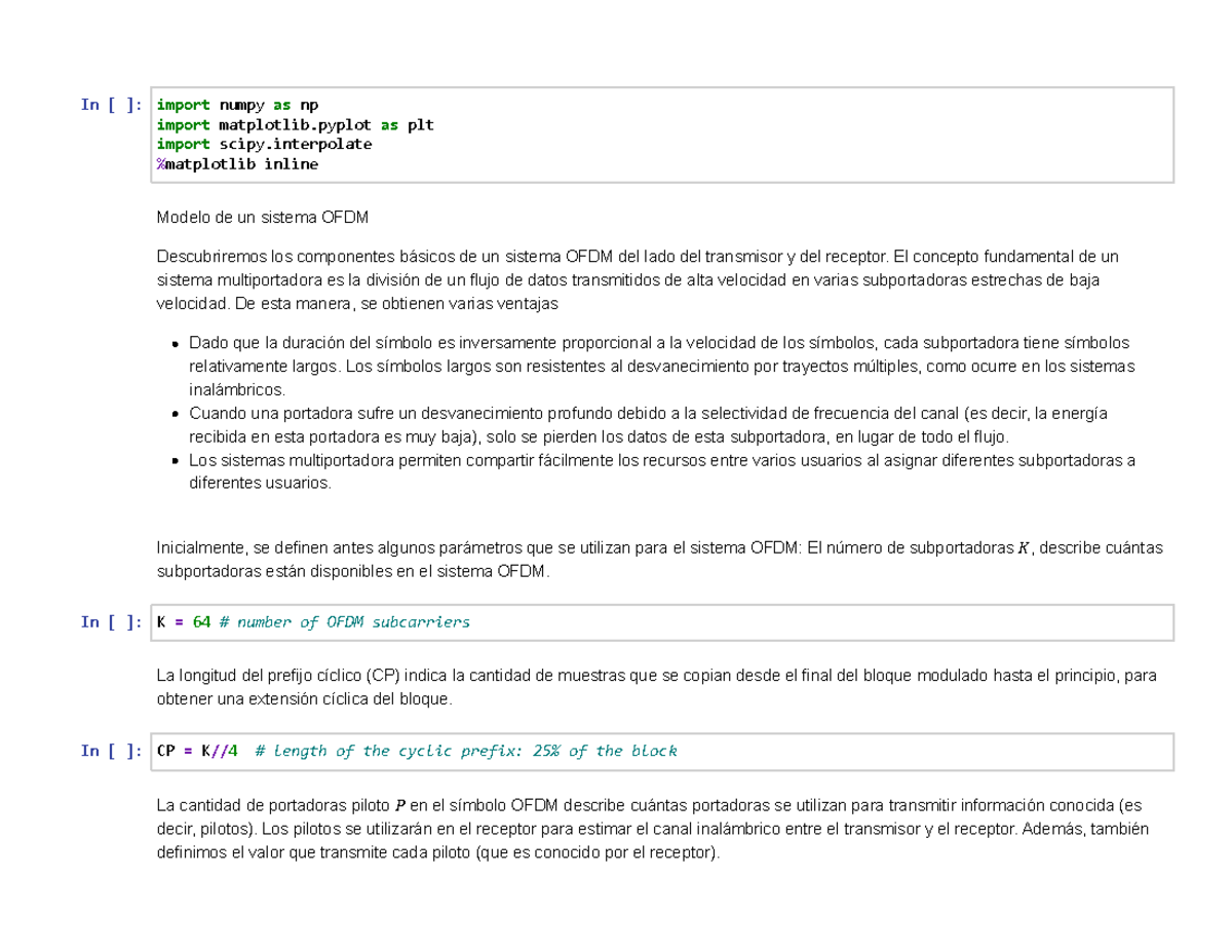 Modelo general OFDM v1 - In [ ]: Modelo de un sistema OFDM ...