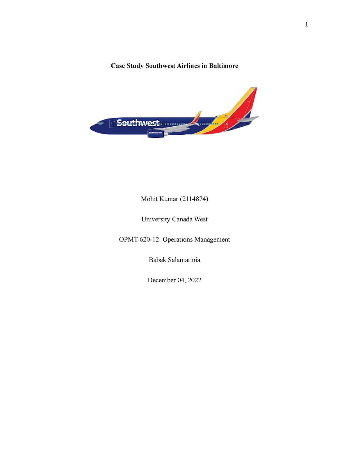 case study of southwest airlines