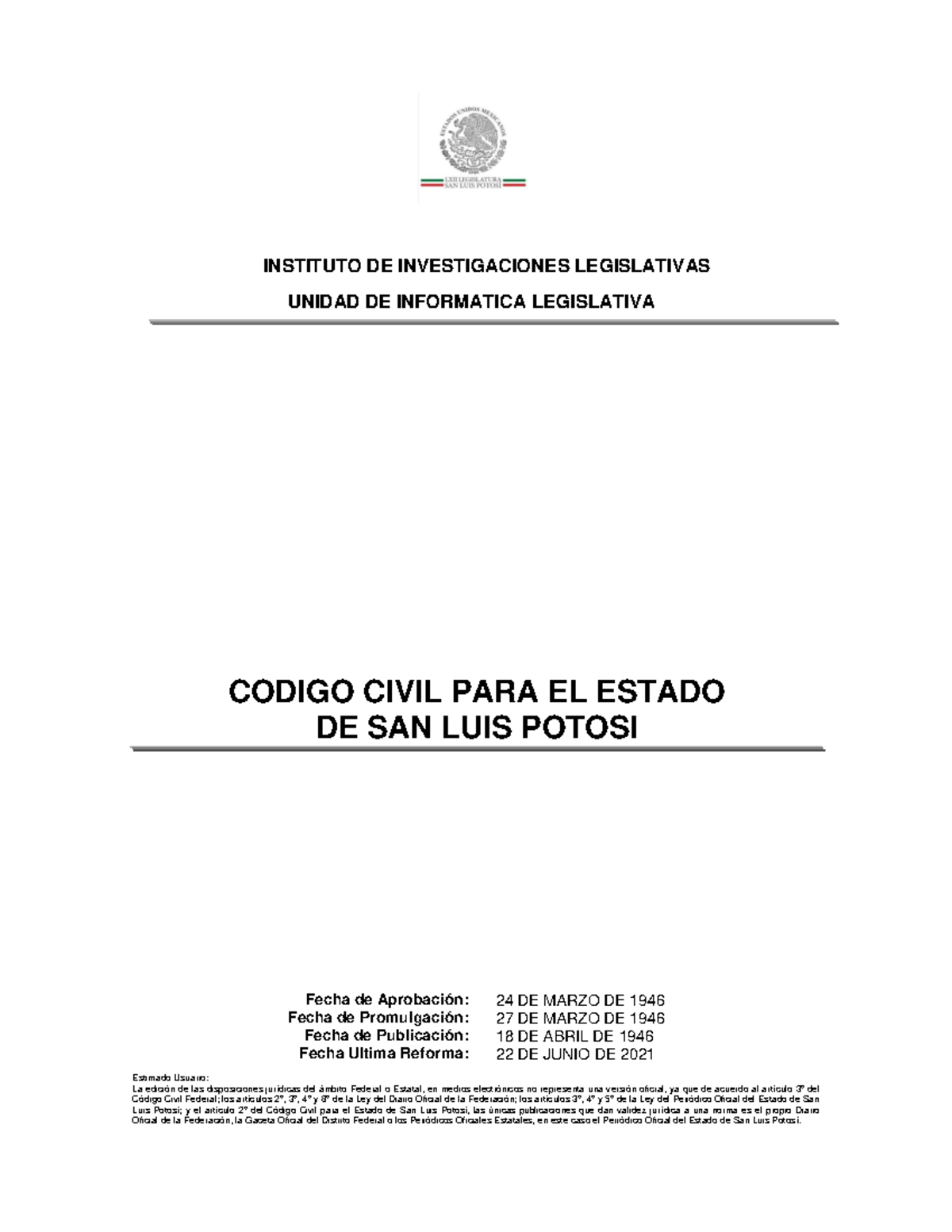 Codigo Civil 22 jun 2021 I - Estimado Usuario:La edición de las ...
