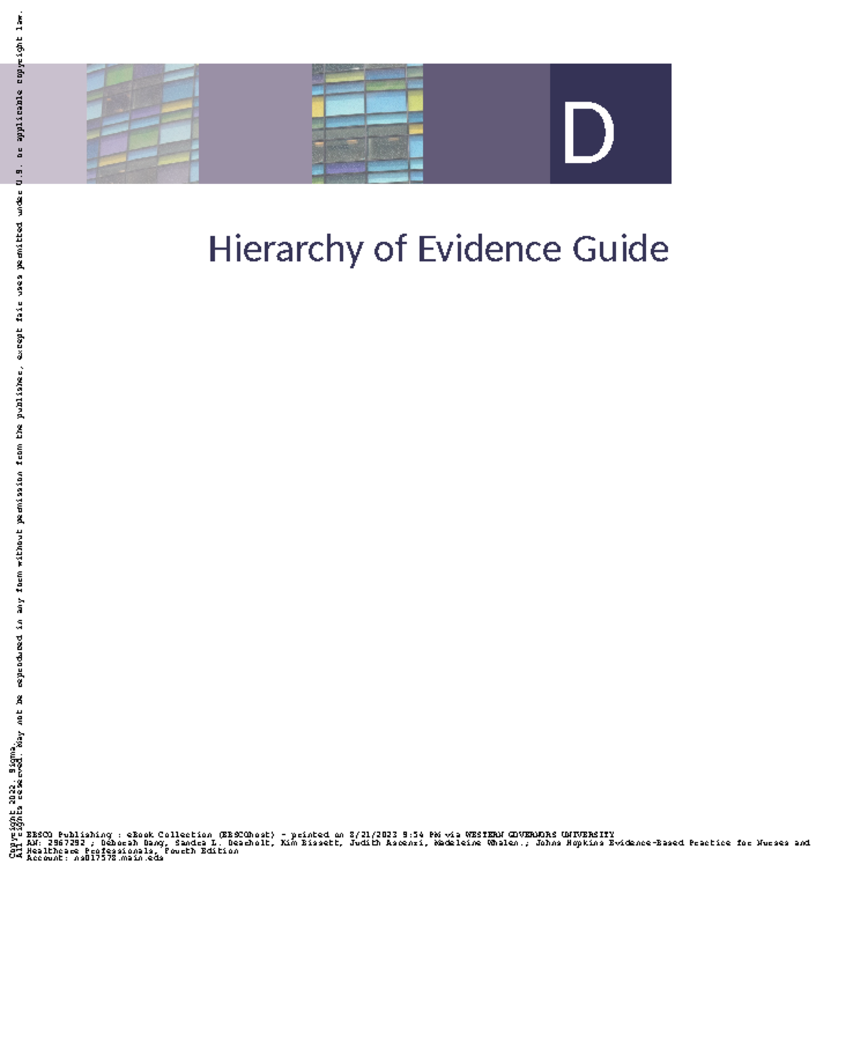 Appendix D Hierarchy Of E Johns Hopkins Evidence B - D Hierarchy of ...