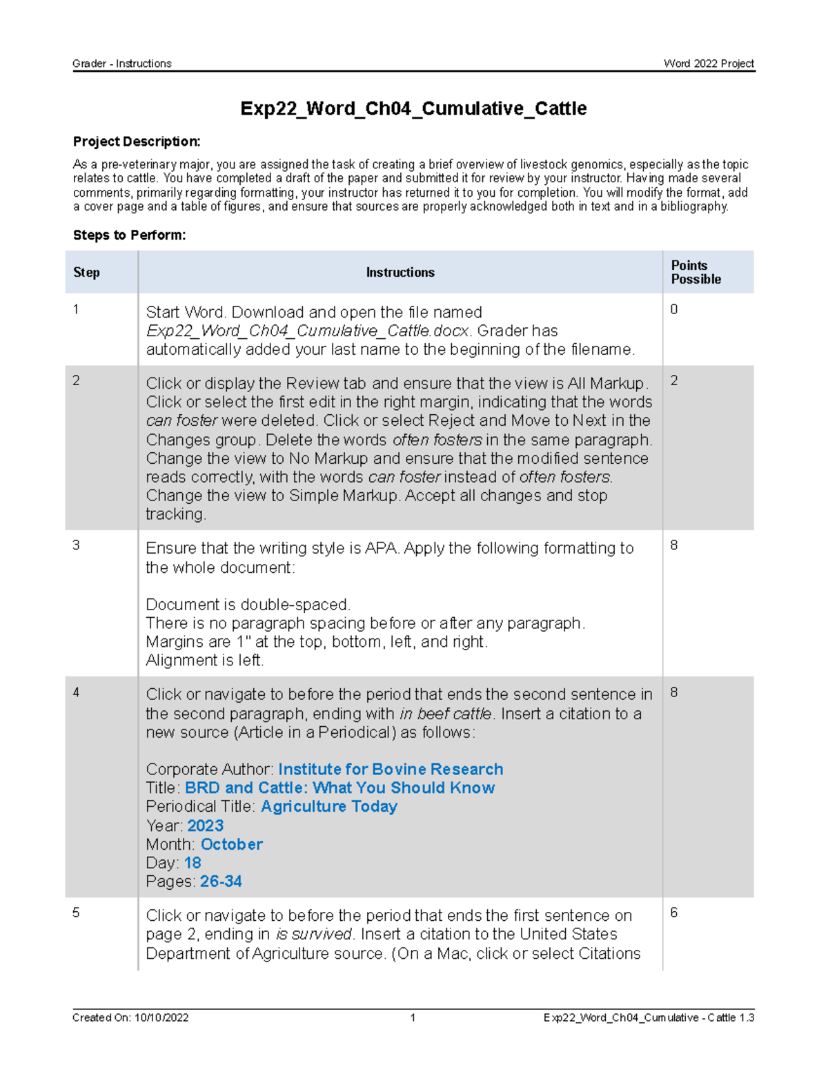 word cumulative grader assignment