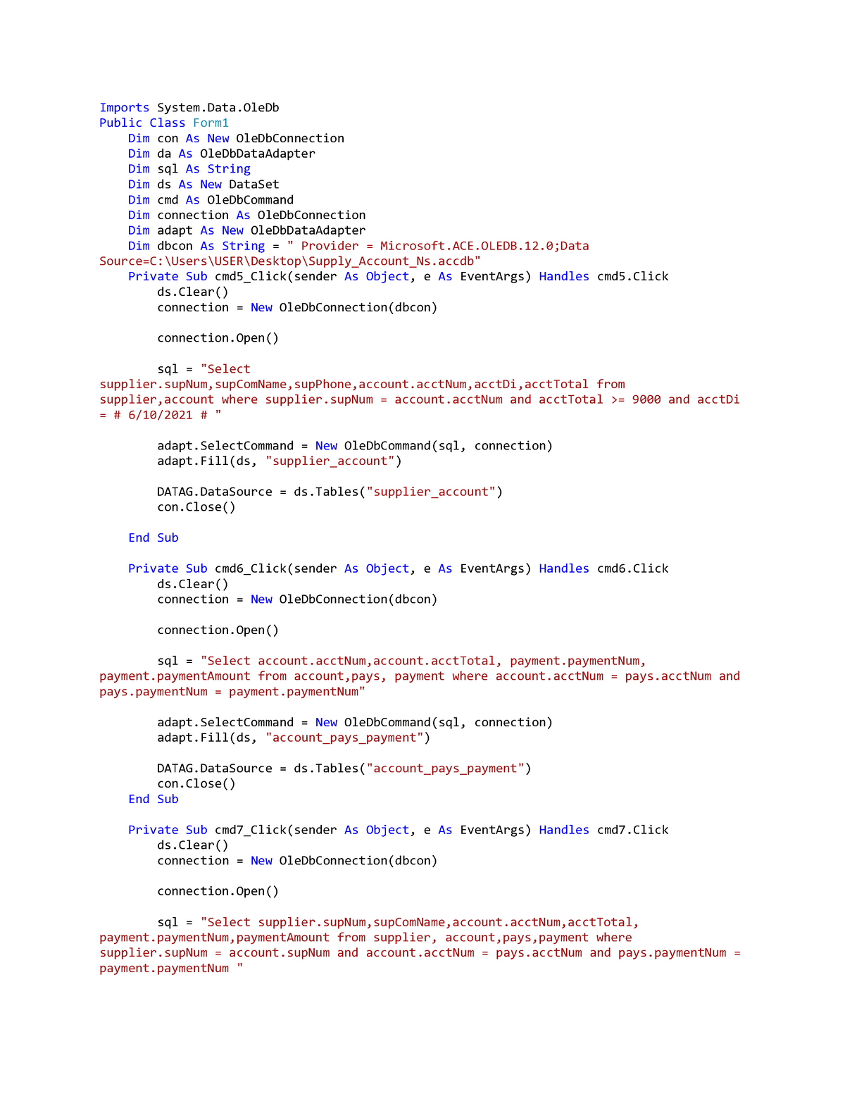 Sample machine Problem 1 - Imports System.Data Public Class Form Dim ...