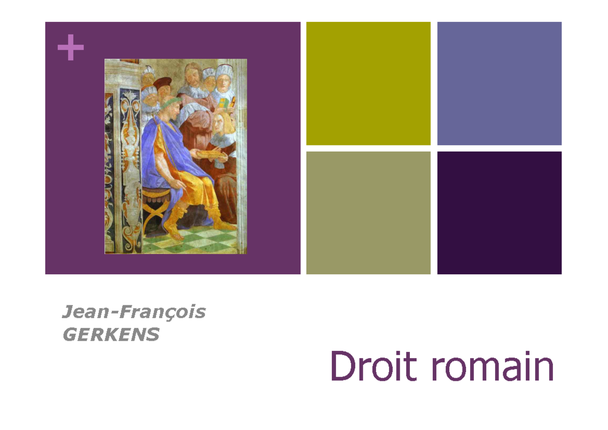 Intro droit romain Droit romain JeanFrançois GERKENS + Service de