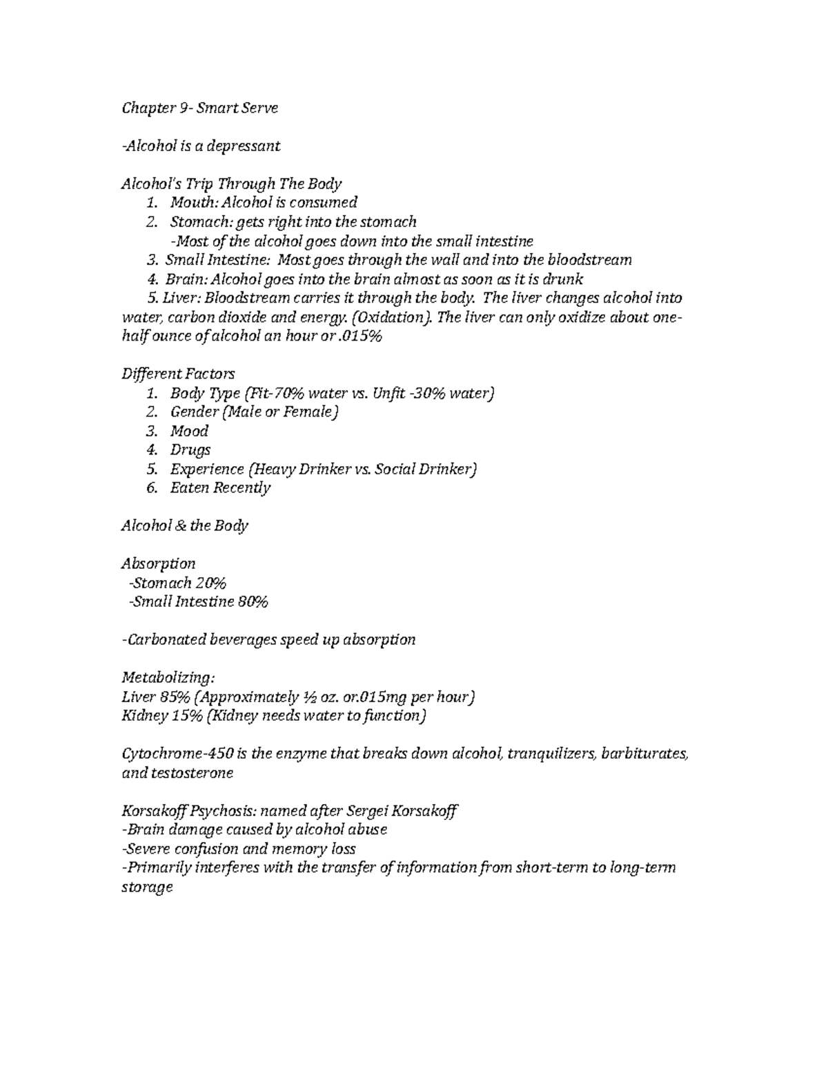 Chapter 9 notes Summary Food and Beverage Studies Chapter Smart