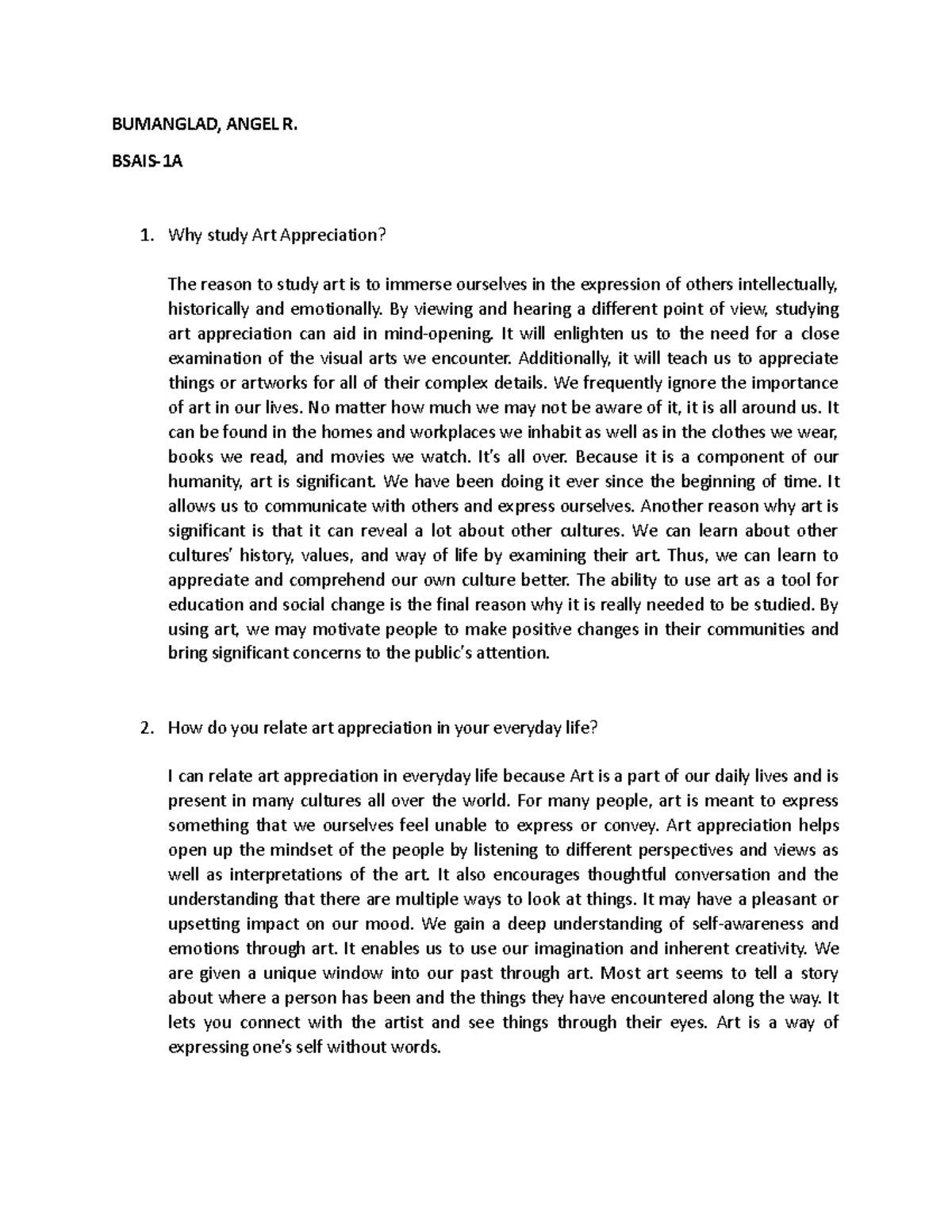 BumangladAngelR activity BUMANGLAD, ANGEL R. BSAIS1A Why study