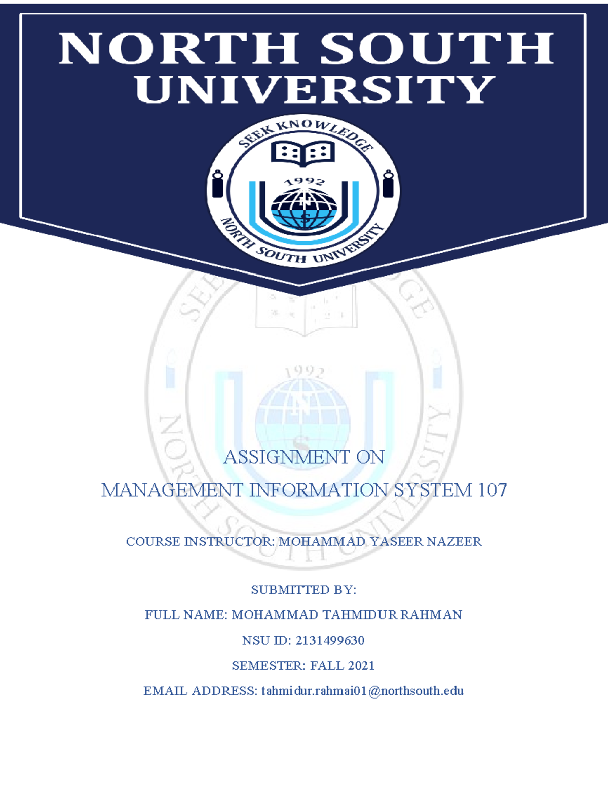 Assignment 3 - srtuhfg - ASSIGNMENT ON MANAGEMENT INFORMATION SYSTEM ...