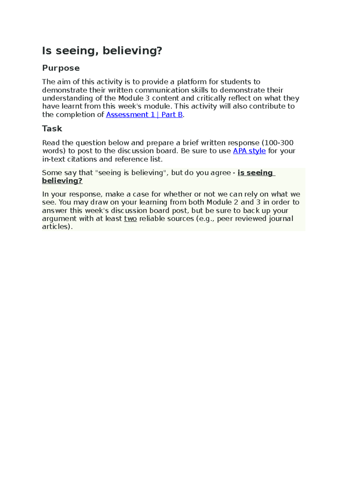Assignment 4 - The aim of this activity is to provide a platform for ...