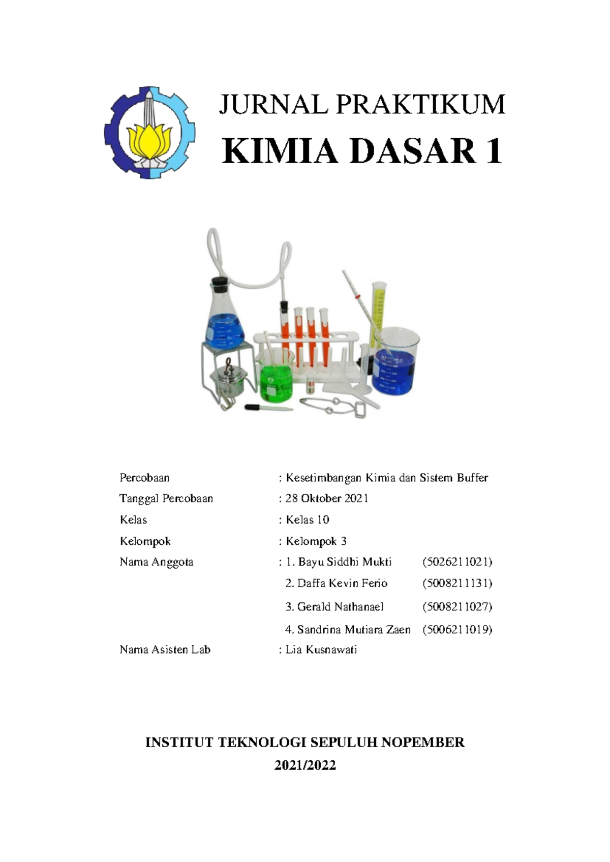 Jurnal Percobaan 4 Kelompok 3 Kimia 10 - JURNAL PRAKTIKUM KIMIA DASAR 1 ...