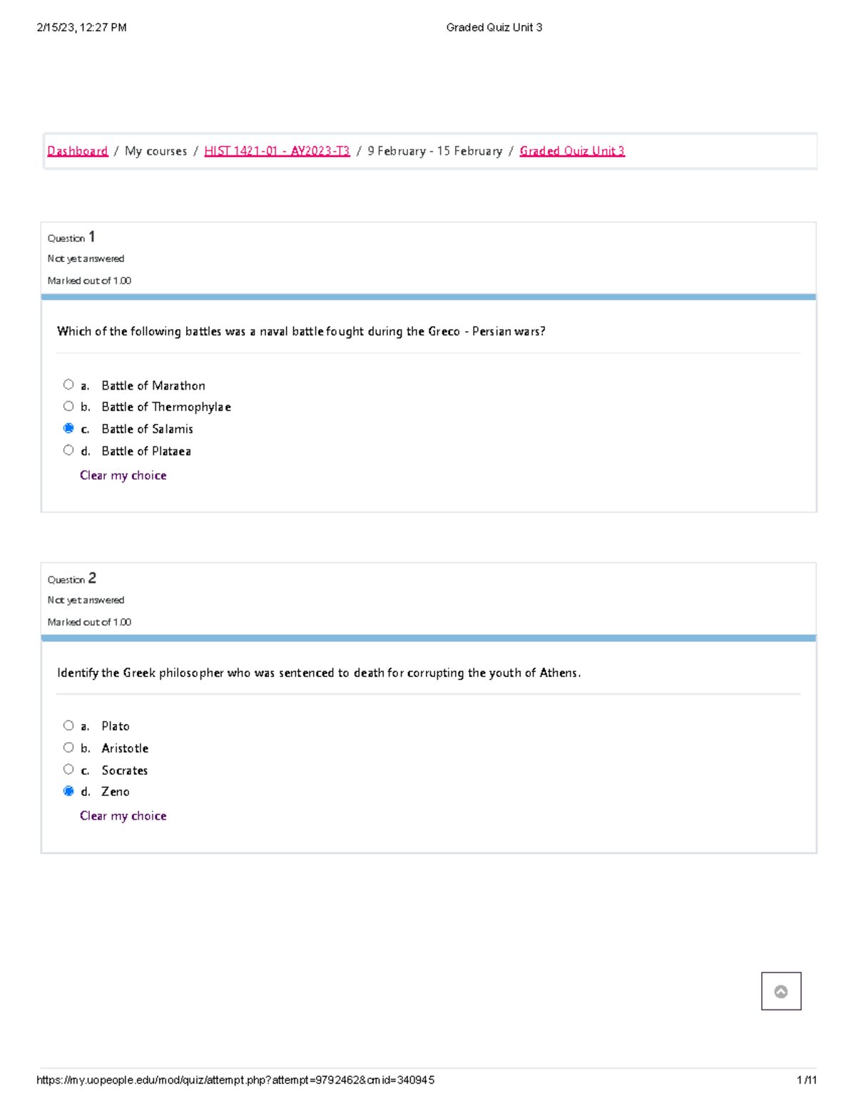 Graded Quiz Unit 3 - Question 1 Not yet answered Marked out of 1 ...
