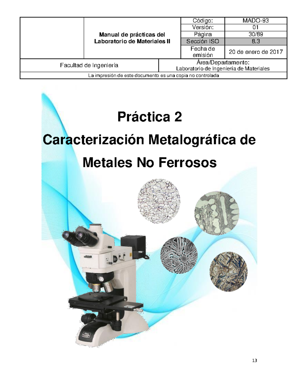Practica 2 metalografia - Práctica 2 Caracterización Metalográfica de ...