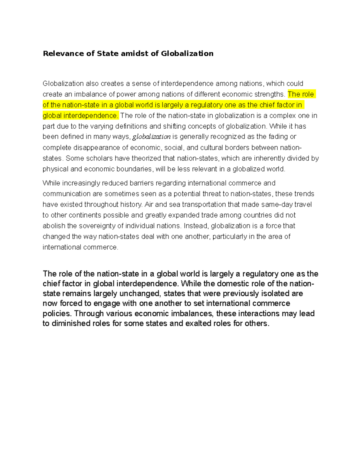 The Role of 読み取ら the Nation-State