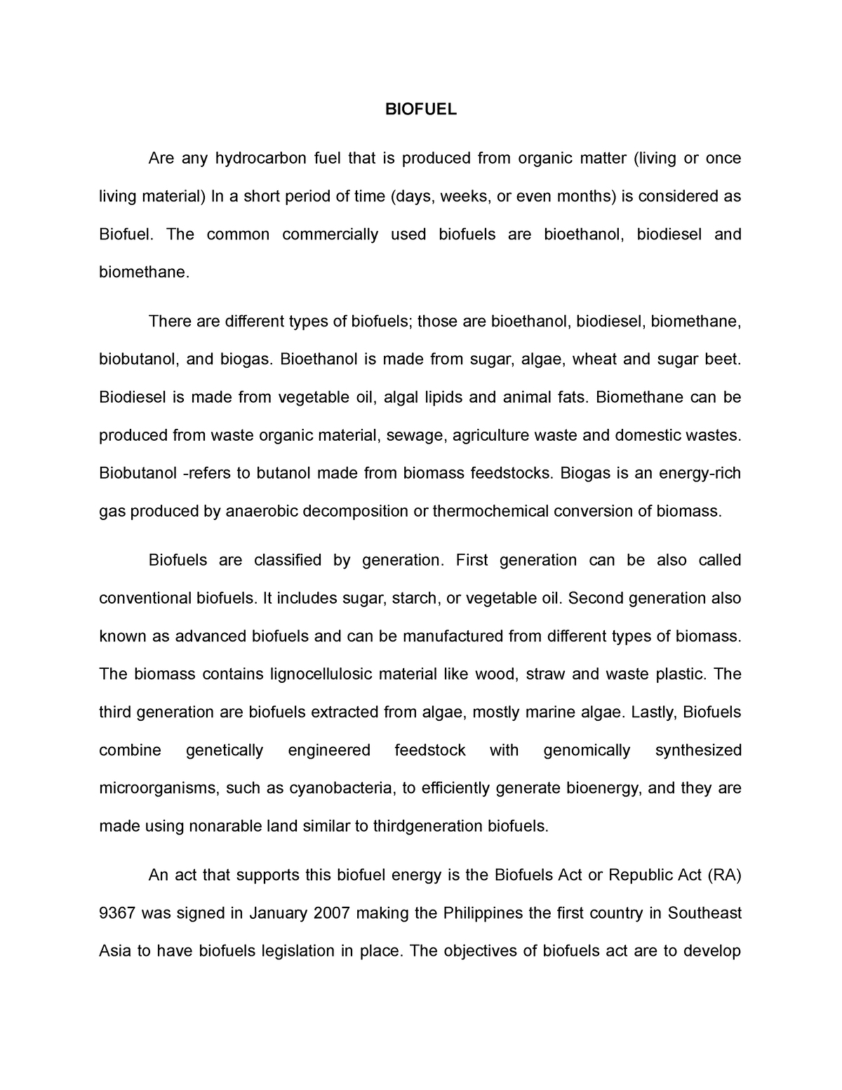 research paper about biofuels