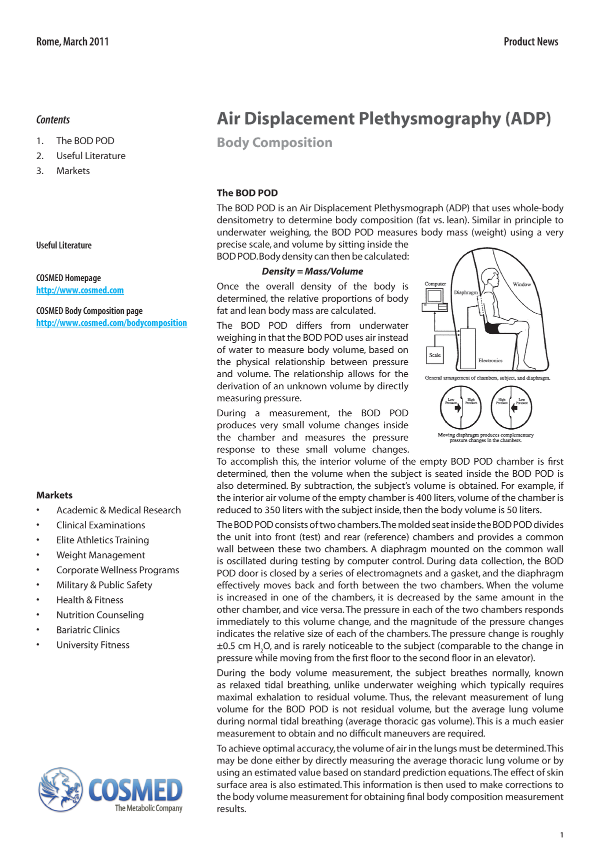 Bod Pod How it works 1 Product News Air Displacement