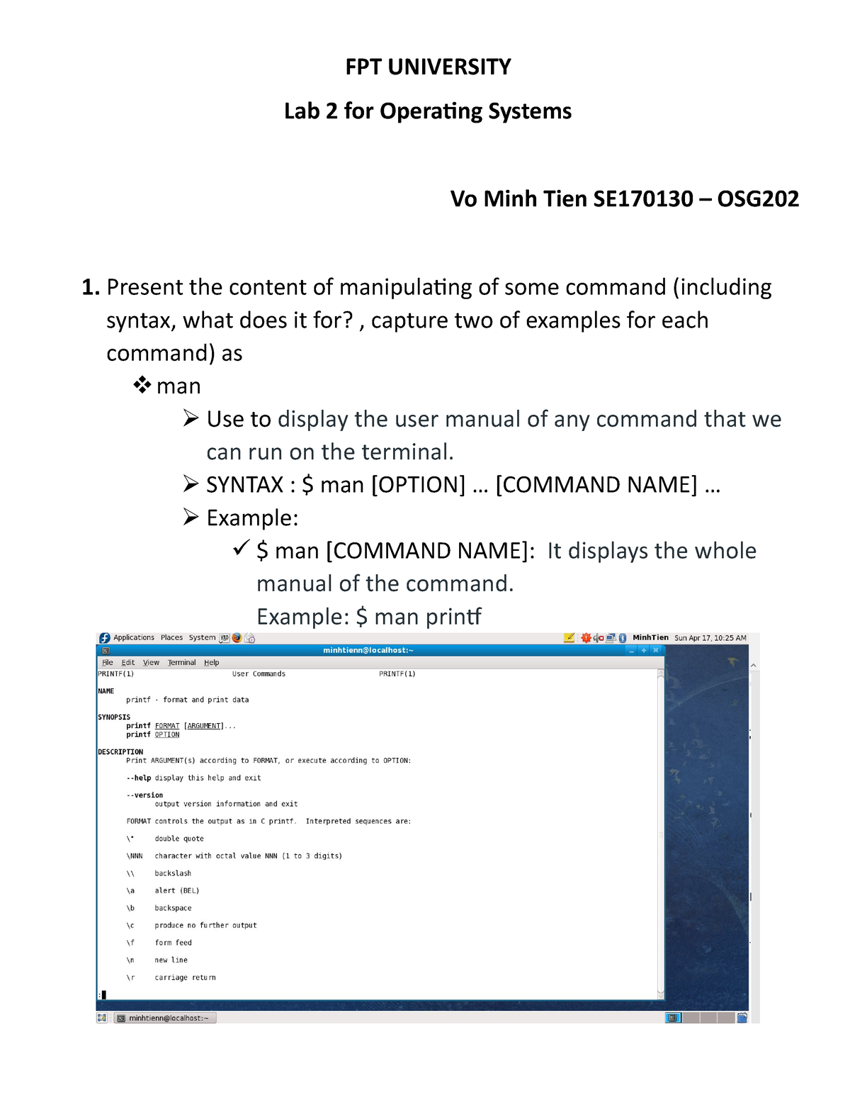 Lab1 OSG202 Operating System - FPT - Studocu