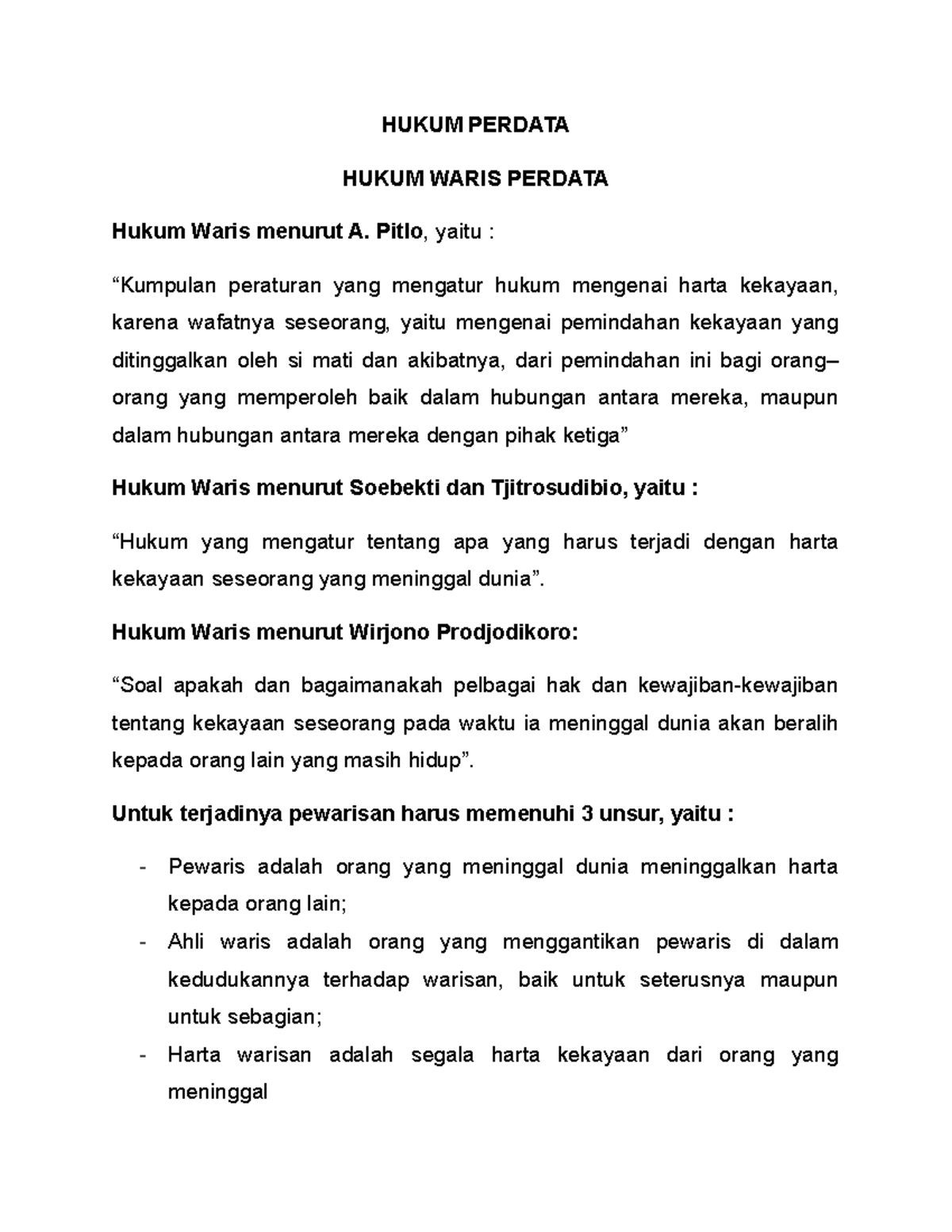 Hukum Perdata - Hukum Waris Perdata - HUKUM PERDATA HUKUM WARIS PERDATA ...