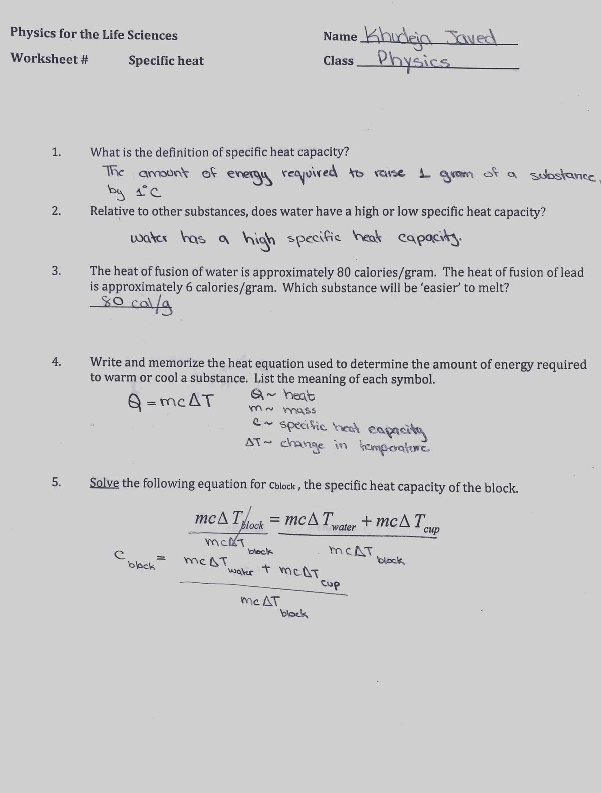 Specific heat - Explained definition of heat and using its formula to ...