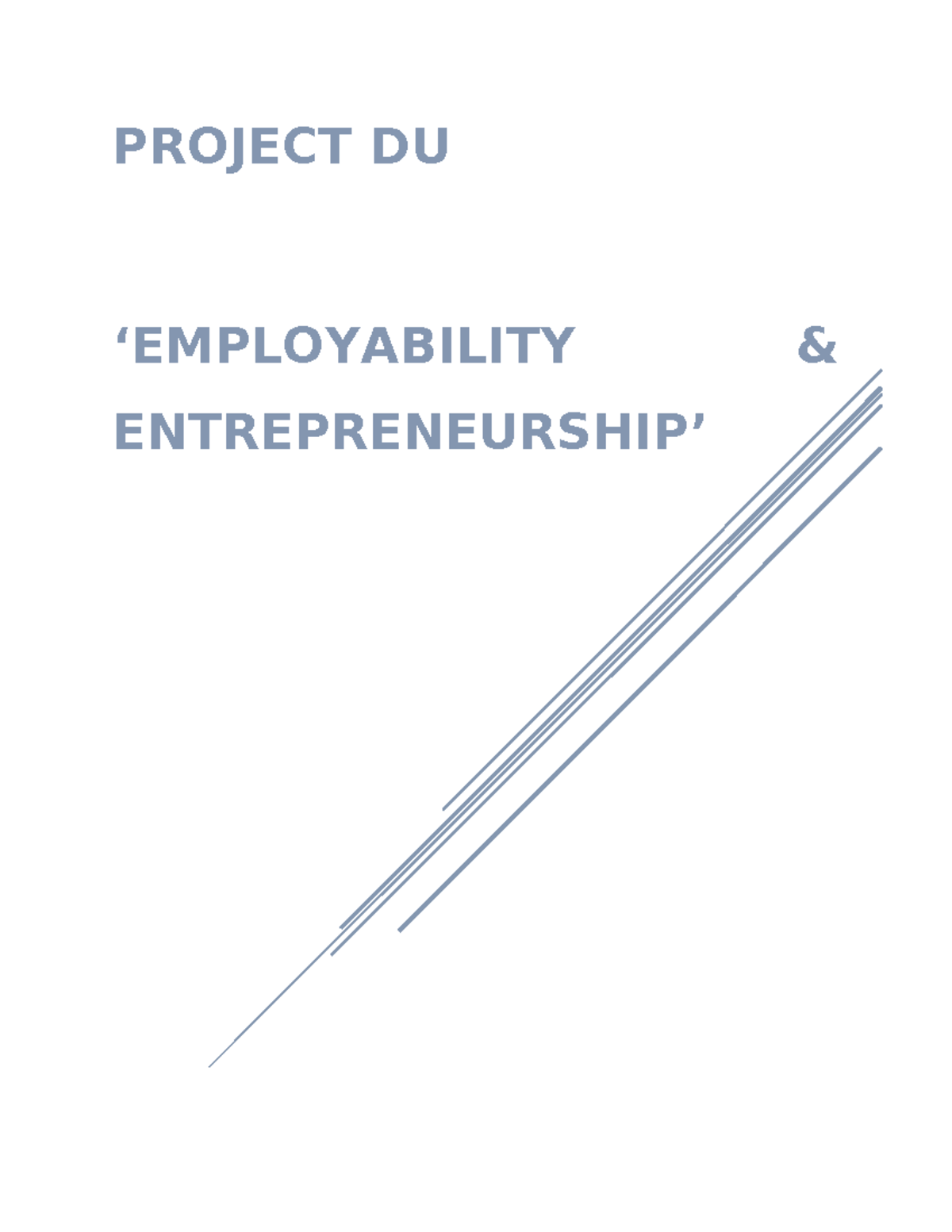P-05 Employability and Entrepreneurship - PROJECT DU ‘EMPLOYABILITY ...