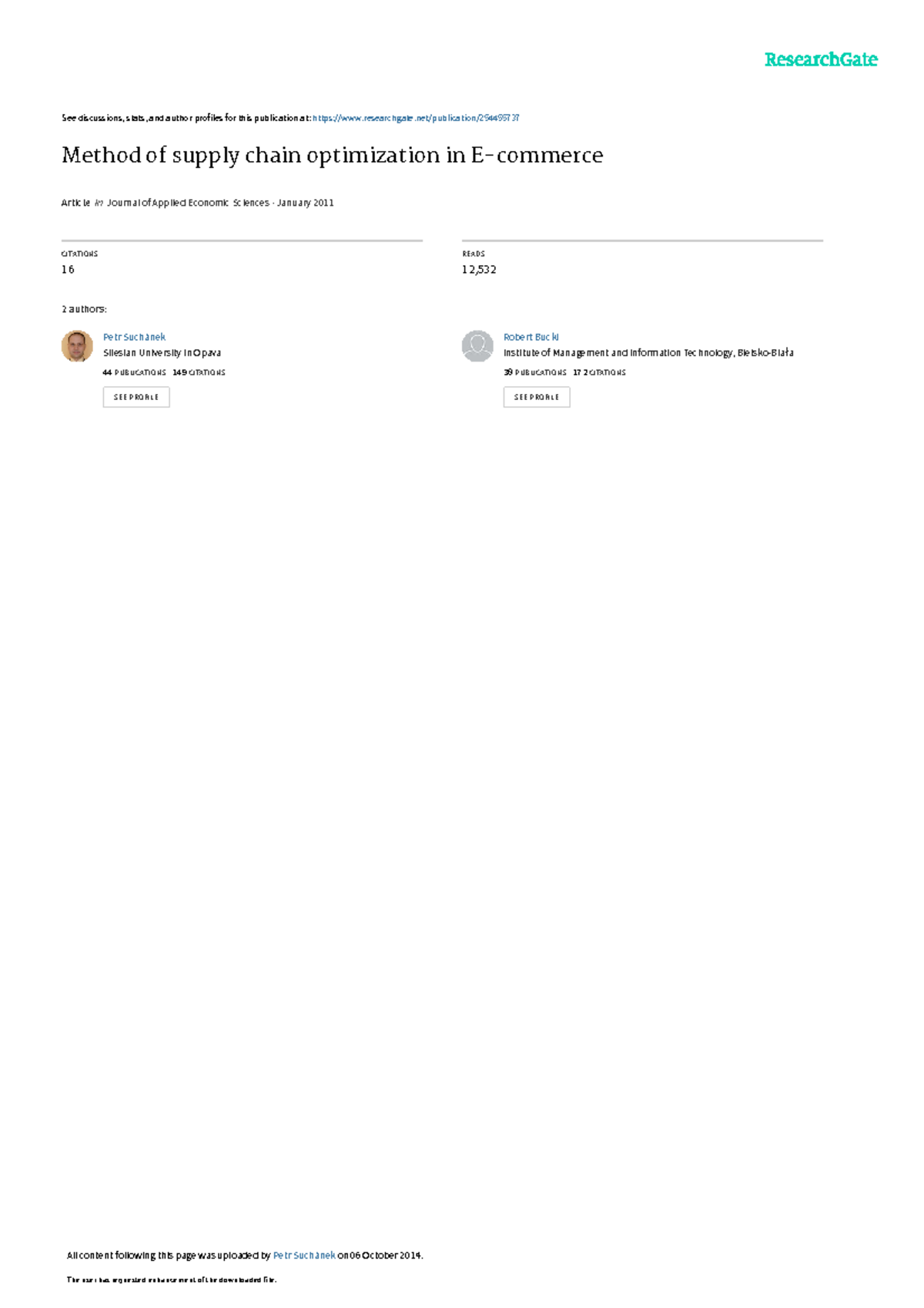 Method of supply chain optimization in E-commerce - See discussions ...