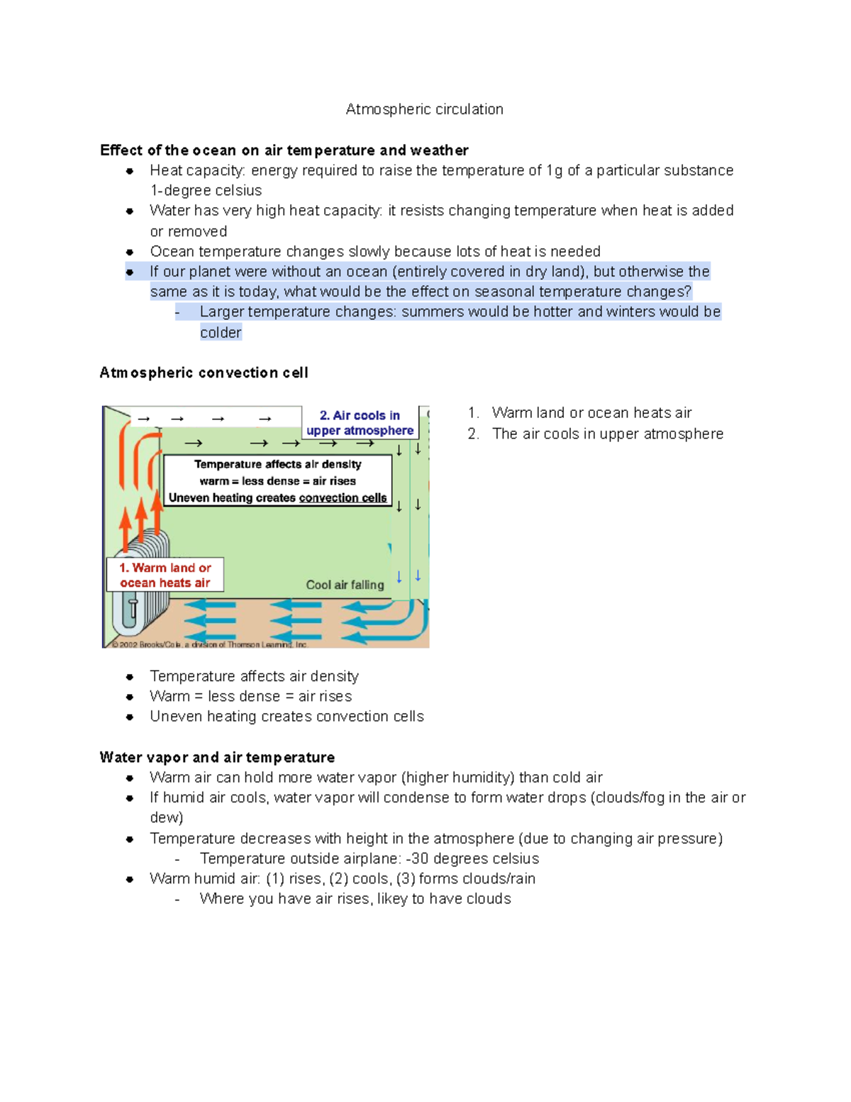 Earth 4 week 5 - Atmospheric circulation Effect of the ocean on air ...