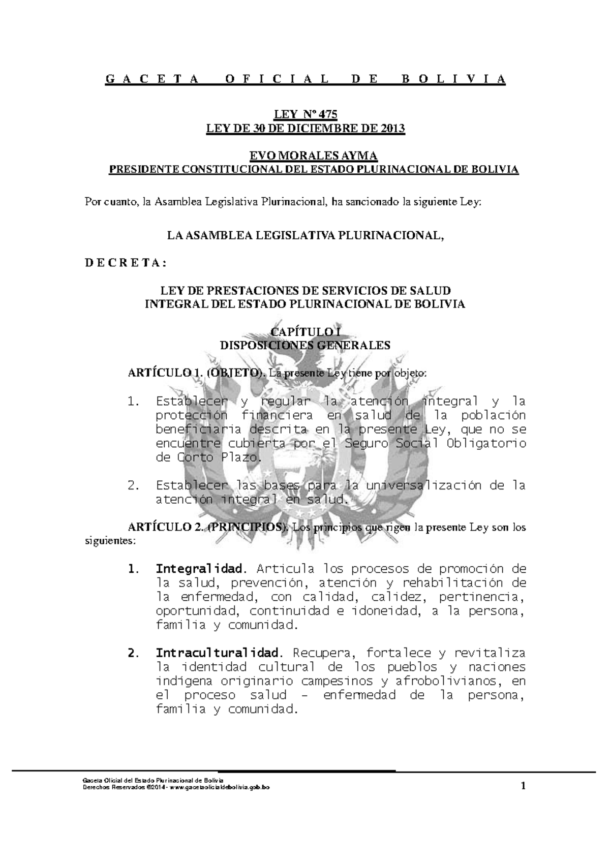 L475 - INFANTIL - Gaceta Oficial Del Estado Plurinacional De Bolivia ...