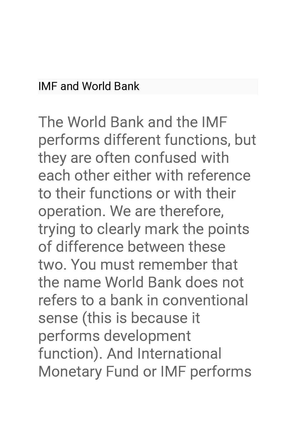 IMF And World Bank – Economics Study Material - IMF And World Bank The ...