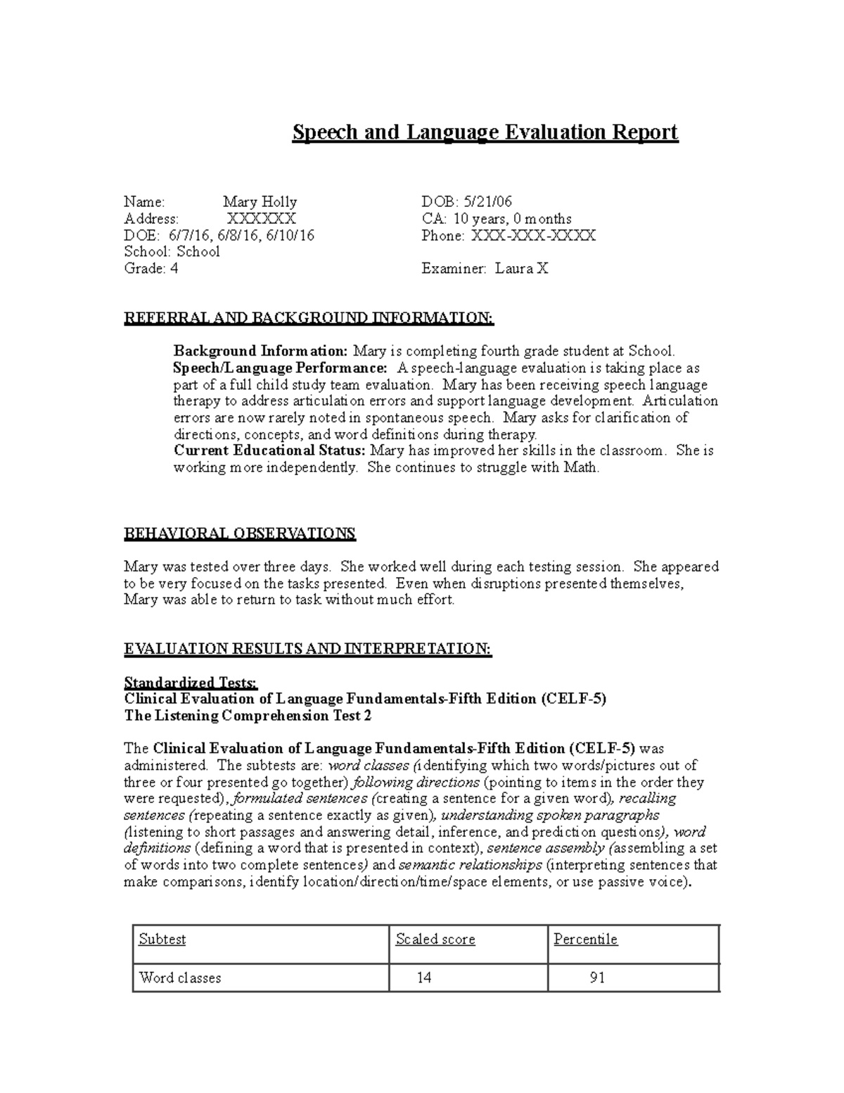 Image 3 for Speech And Language Report Template