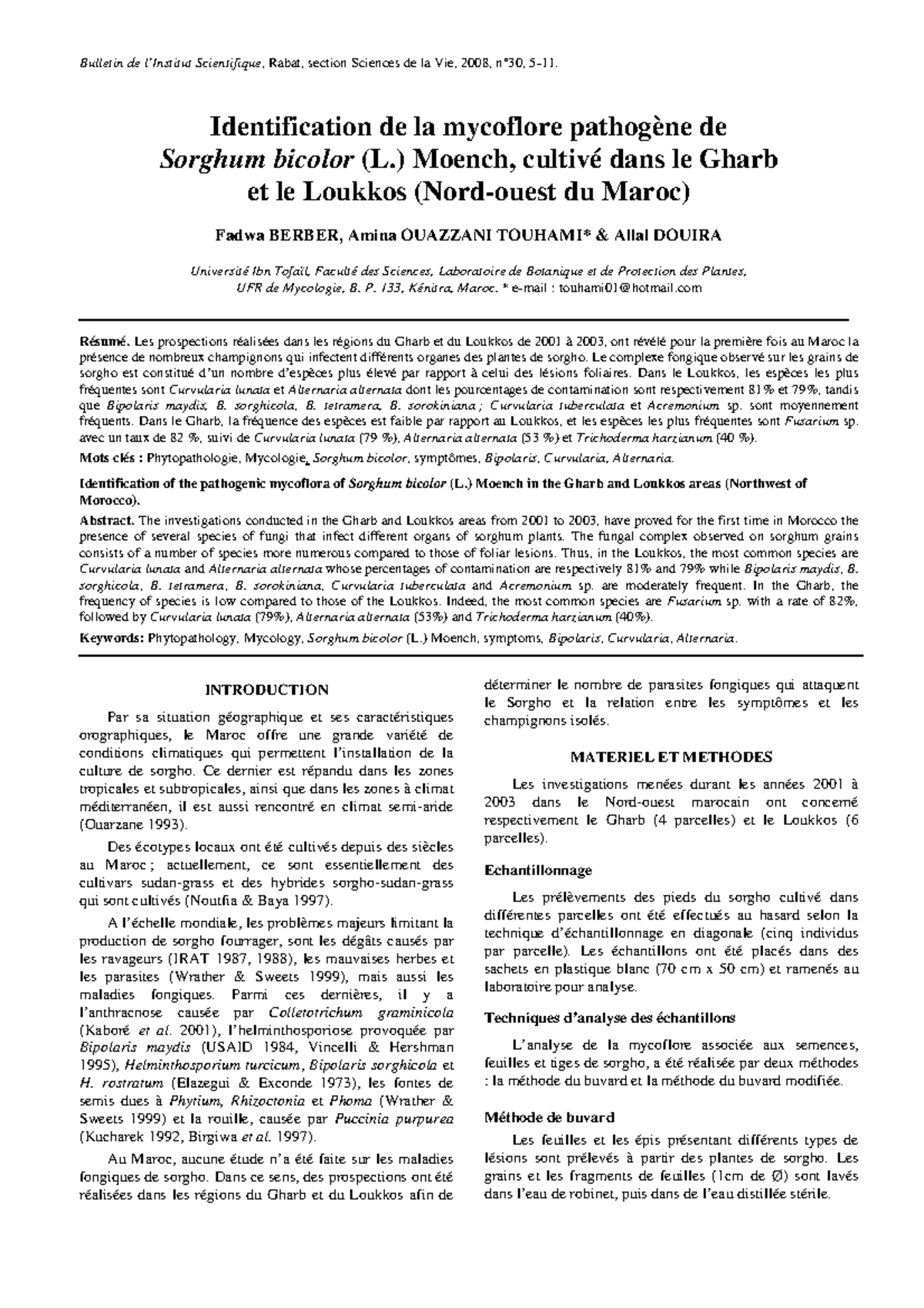 02- Berber et al. (05-11) - Bulletin de l’Institut Scientifique , Rabat ...
