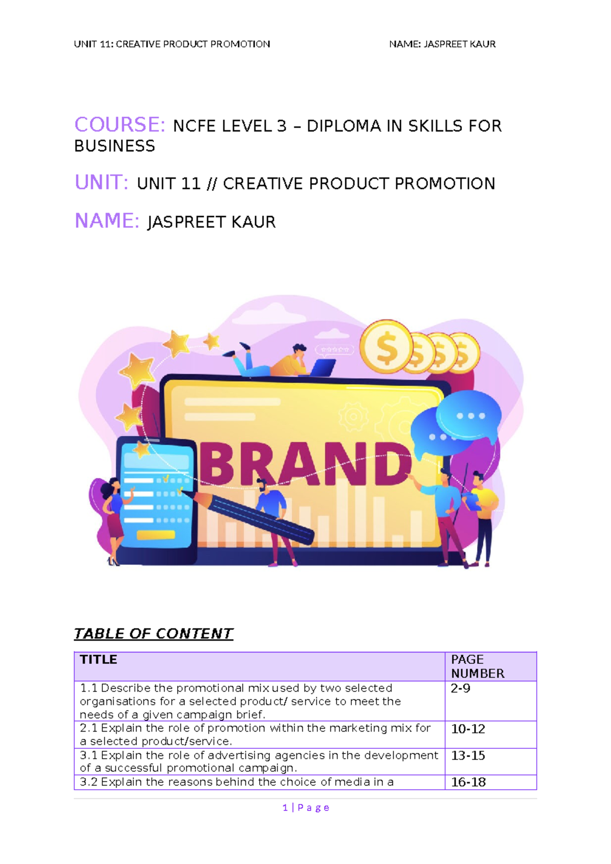 Unit 11 - Creative Product Promotion - COURSE: NCFE LEVEL 3 – DIPLOMA ...