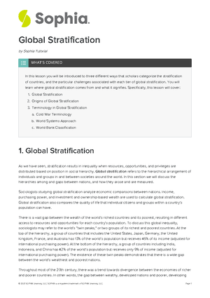 [Solved] In the world systems approach to global stratification which ...