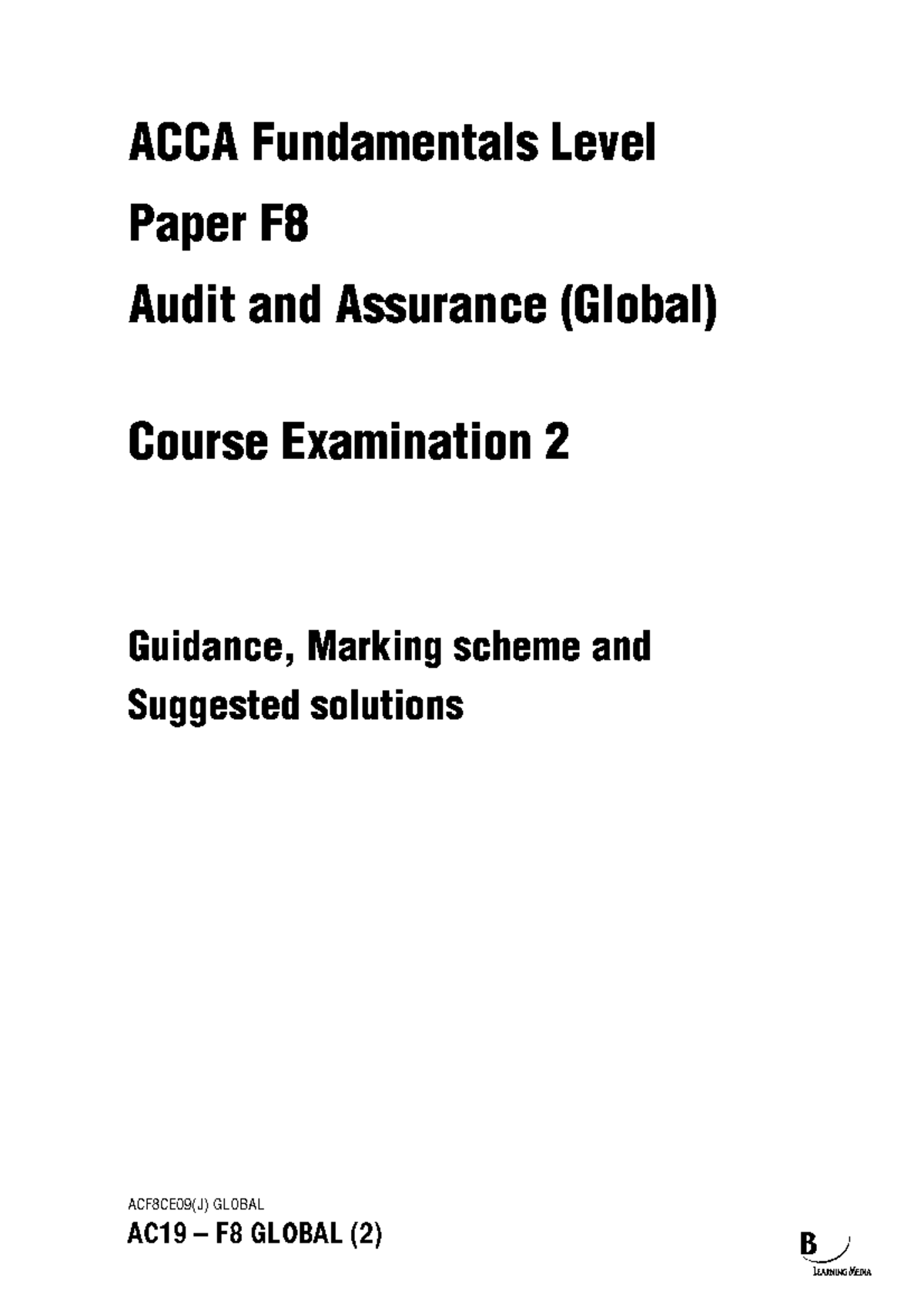 ACCA Fundamentals Level Paper F8 Audit And Assurance Answers - Acca Sbr ...