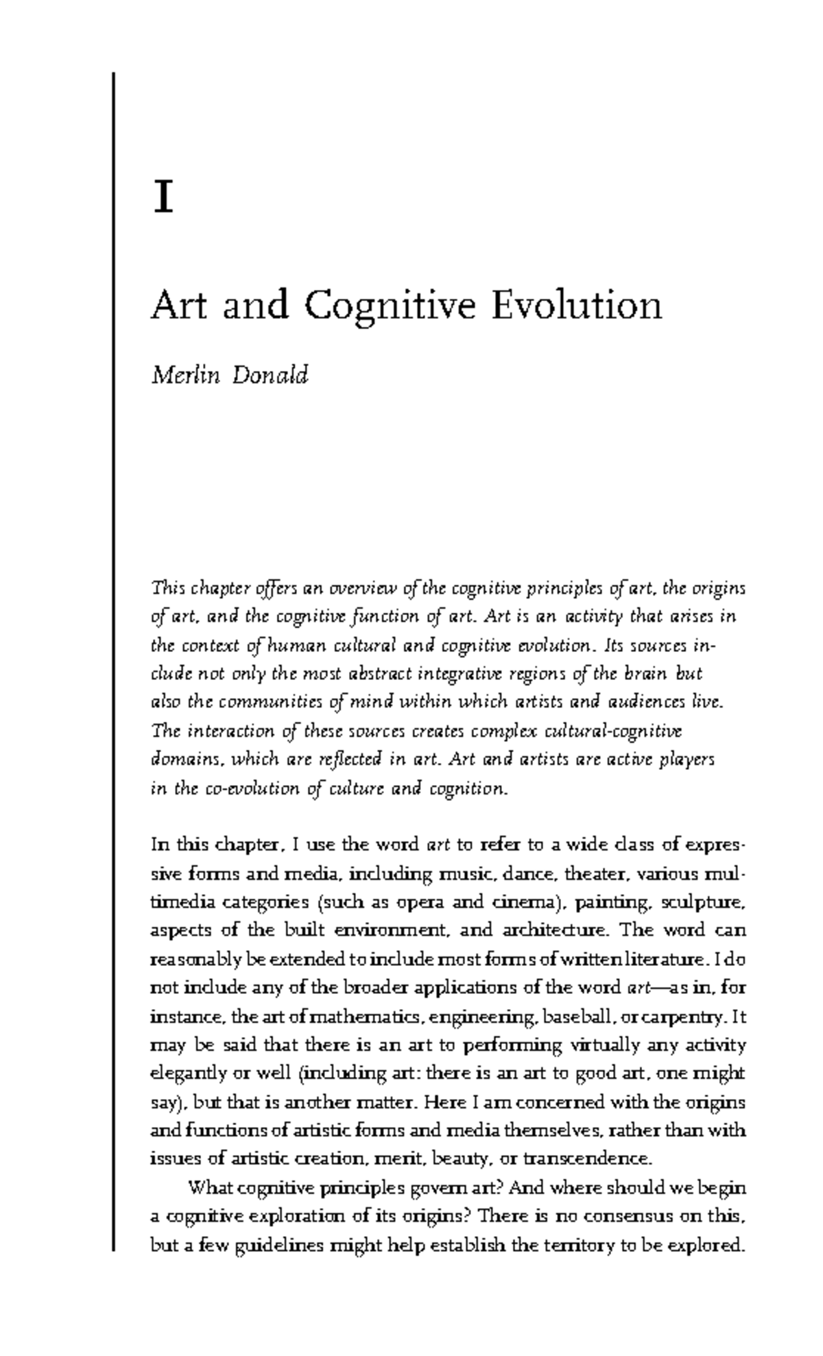 MARK Turner Cognitive TURN - 1 Art and Cognitive Evolution Merlin ...