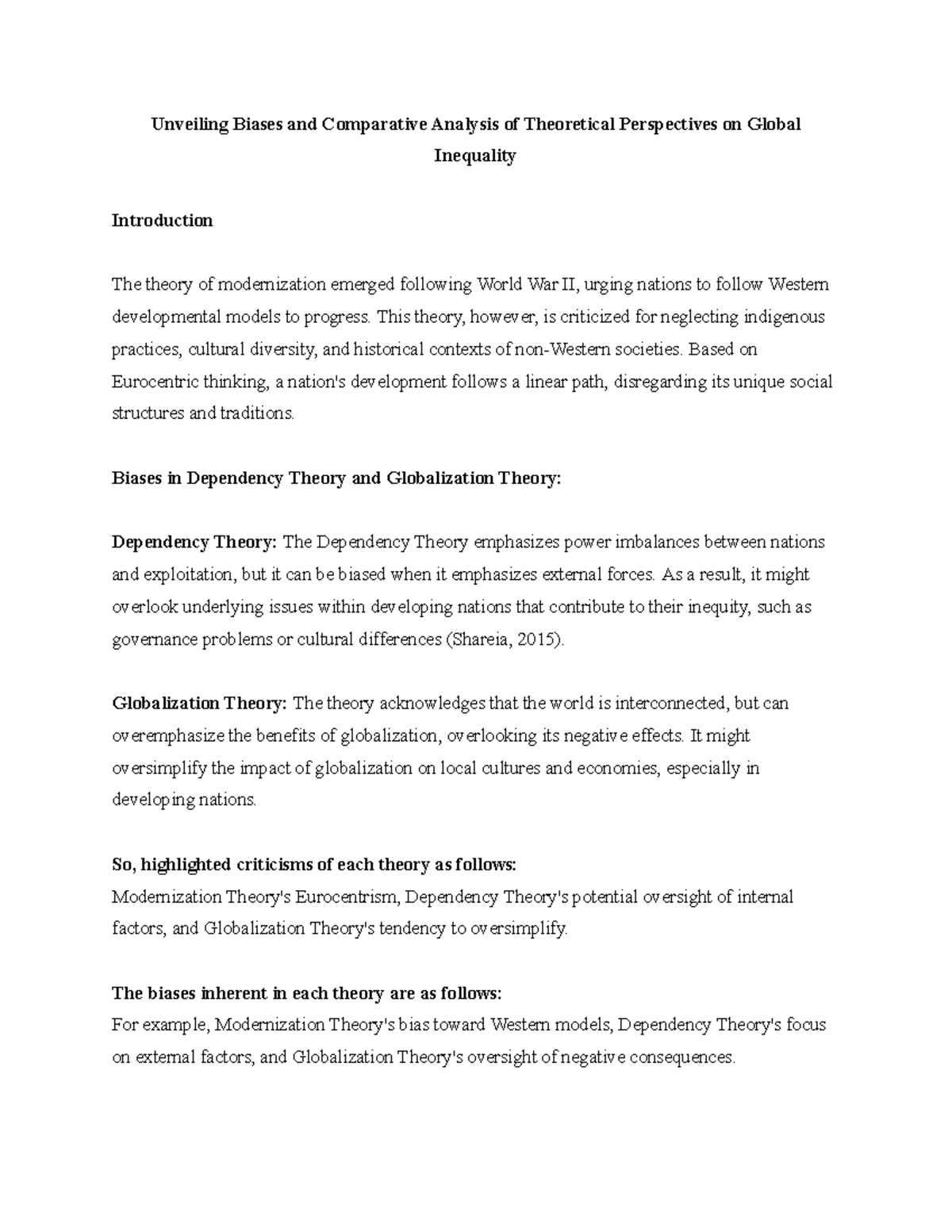 Written Assignment Unit 5 - Unveiling Biases and Comparative Analysis ...