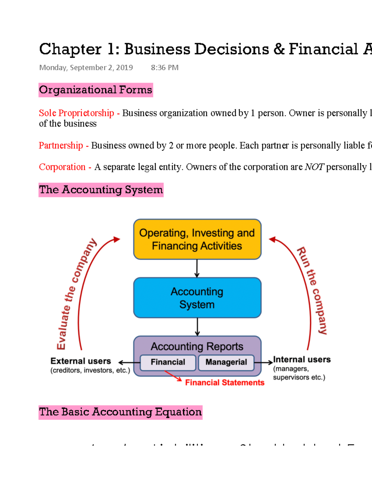 Chapter 1 Business Decisions & Financial Accounting - Warning: TT ...