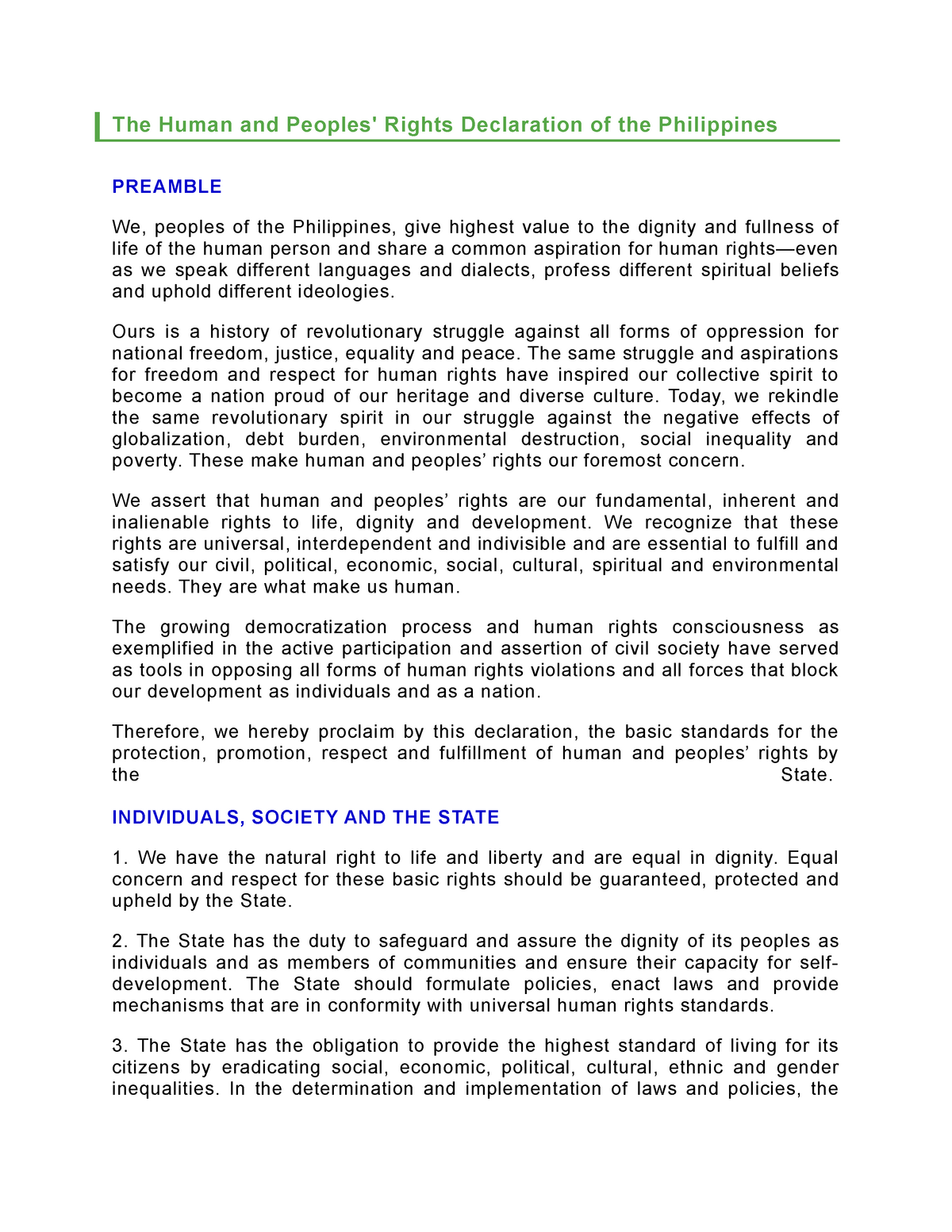argumentative essay about human rights in the philippines brainly