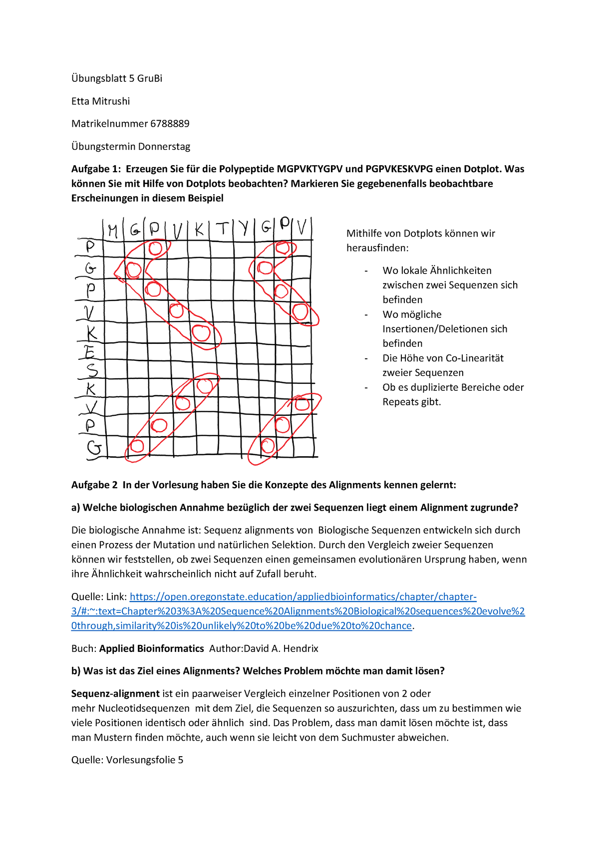 Lösung Übungsblatt 5 Grundlagen Der Bioinformatik - Übungsblatt 5 GruBi ...