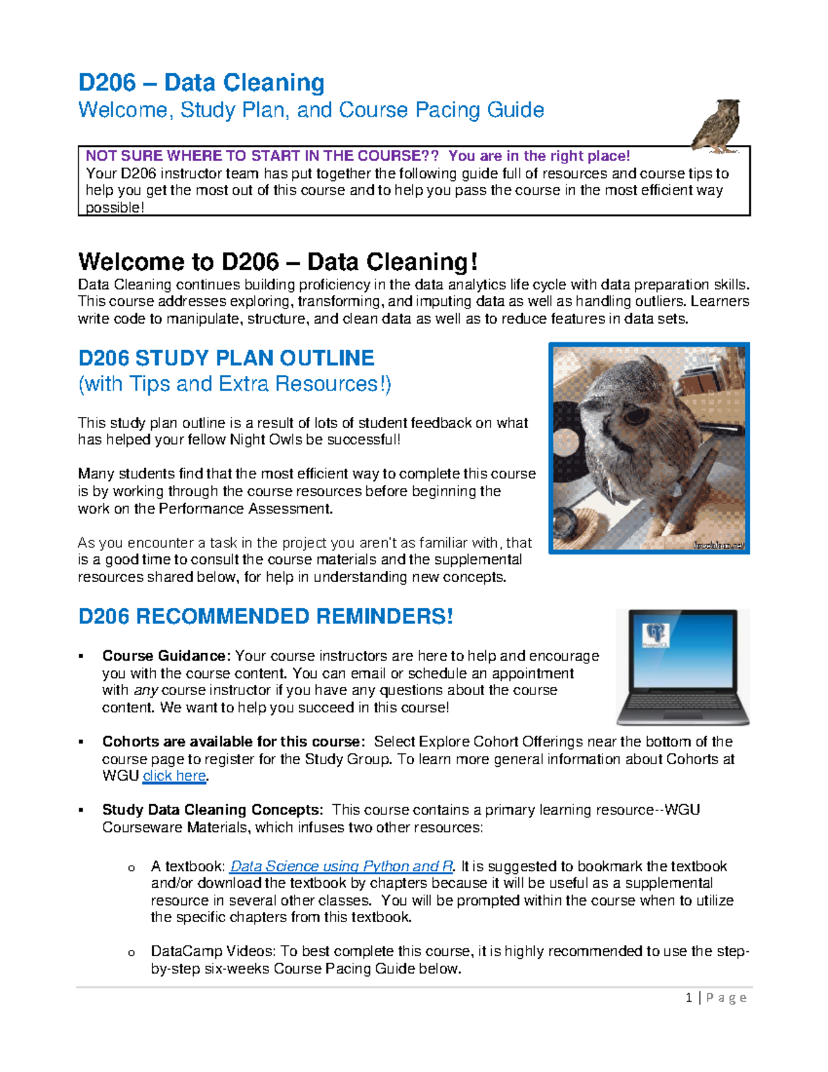 D206 Course Guide-V3 - Data Cleaning for medical - D206 – Data Cleaning ...