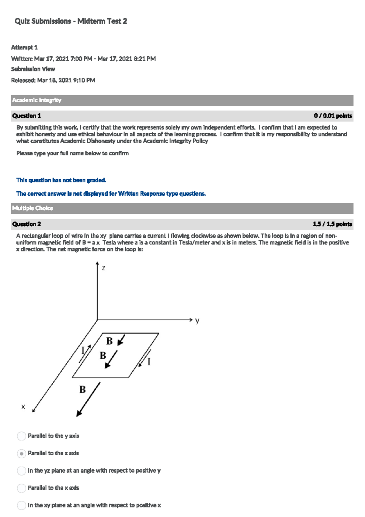 Physics 1E03 Test 2 2021 - Physics 1E03 - McMaster - Studocu