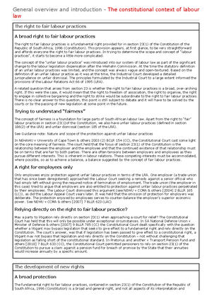 Labour Law 04 - Summary 4 - The employment relationship The contract of ...